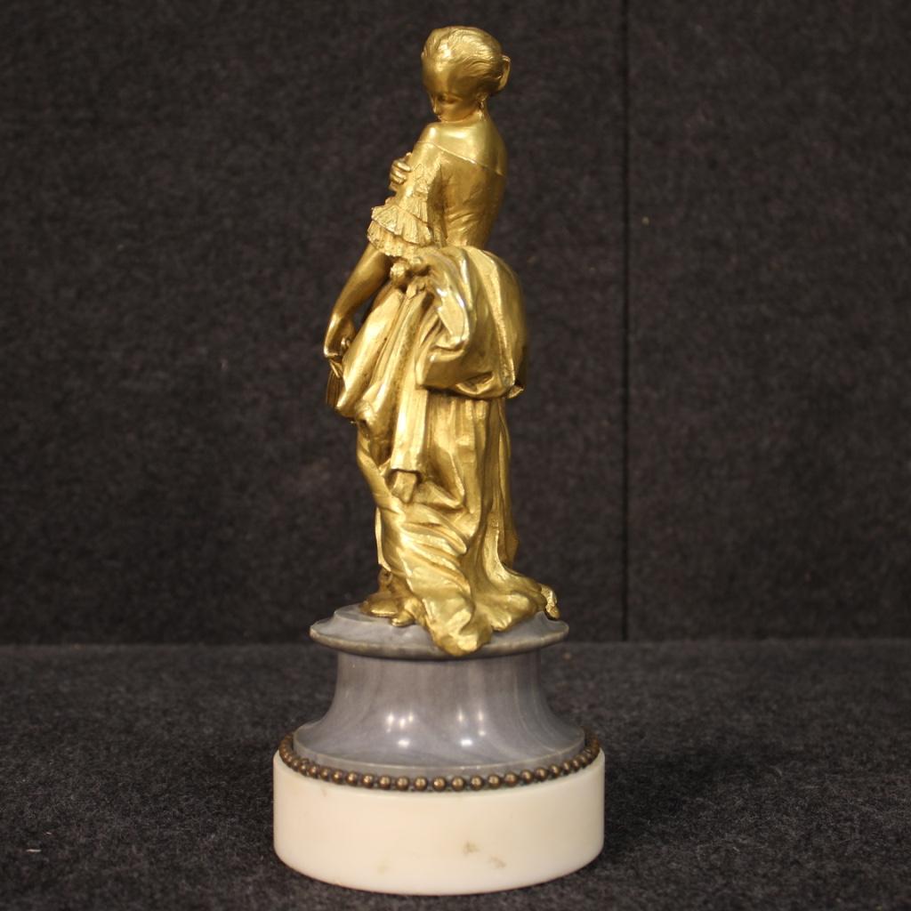 19th Century Gilt Bronze with Marble Base Lady French Sculpture, 1880 2