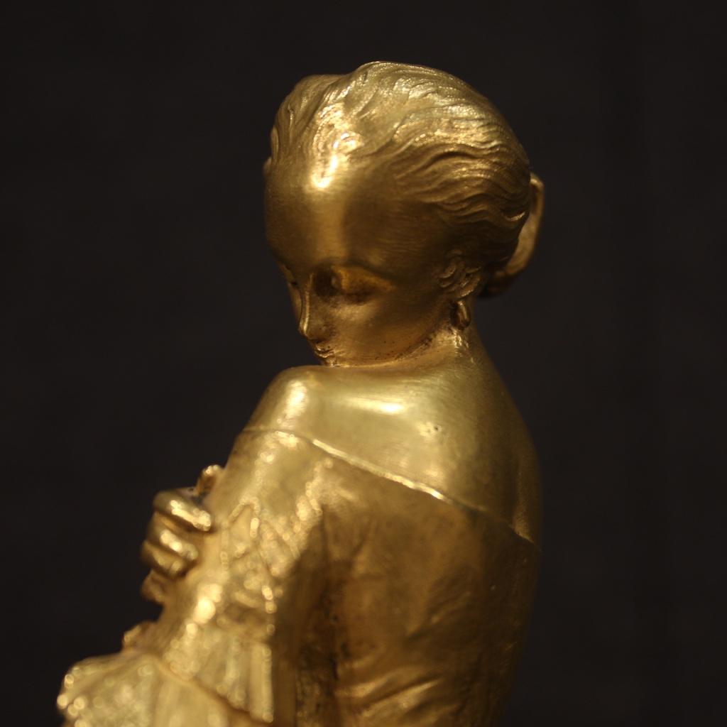 19th Century Gilt Bronze with Marble Base Lady French Sculpture, 1880 3