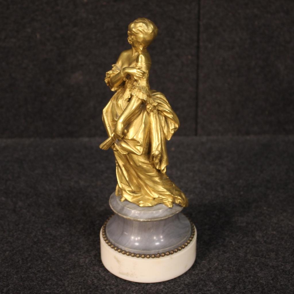 19th Century Gilt Bronze with Marble Base Lady French Sculpture, 1880 5