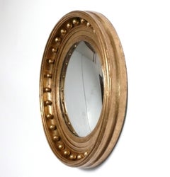 19th Century Gilt Bullseye Convex Mirror 24" Diameter Great Patina