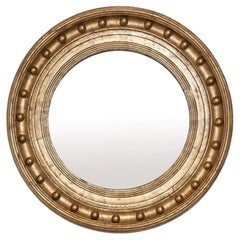 19th Century Gilt Bullseye Convex Mirror 24" Diameter Great Patina