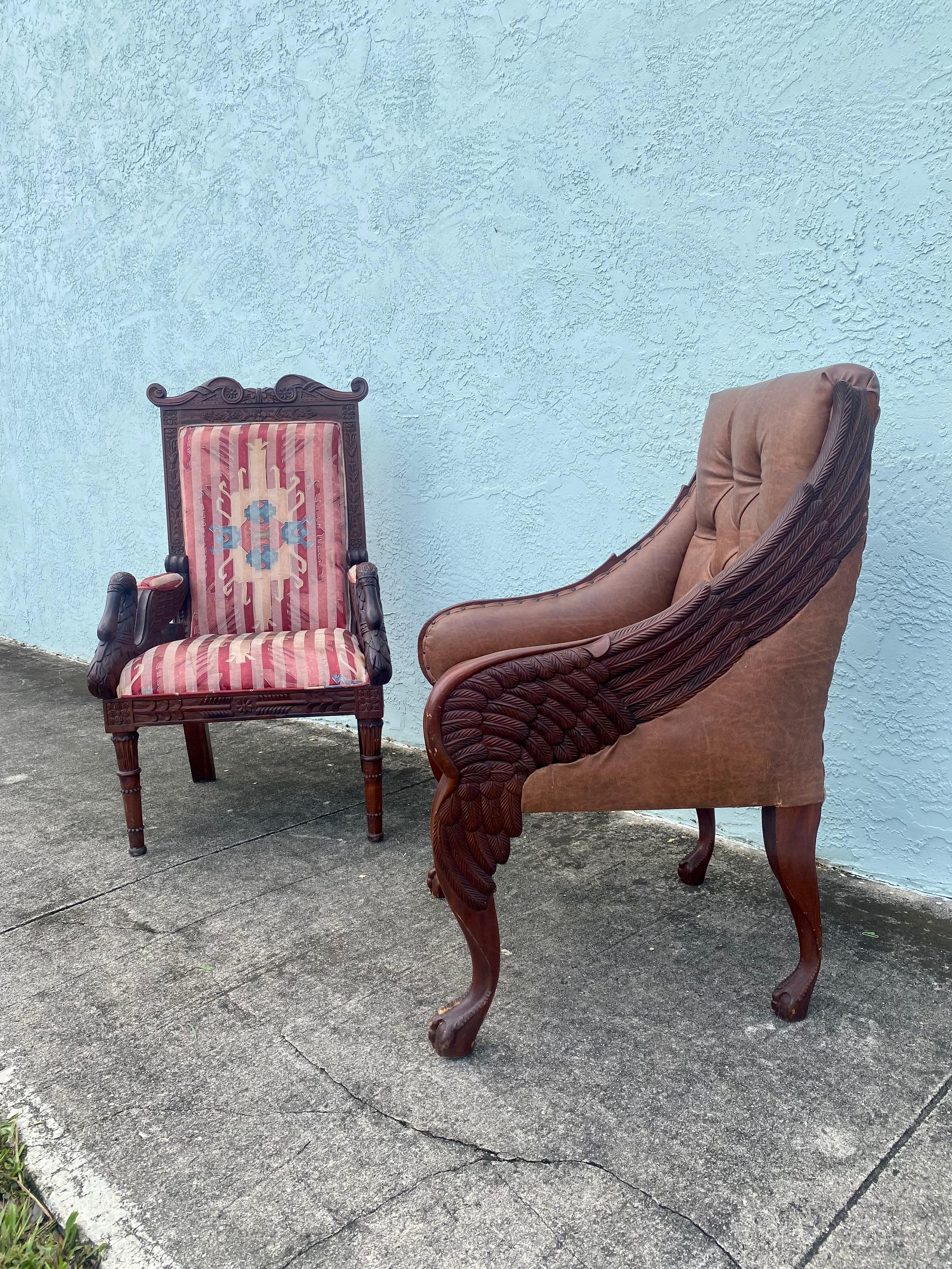 19th Century Gilt Carved Wood Swan Library Chair  For Sale 3