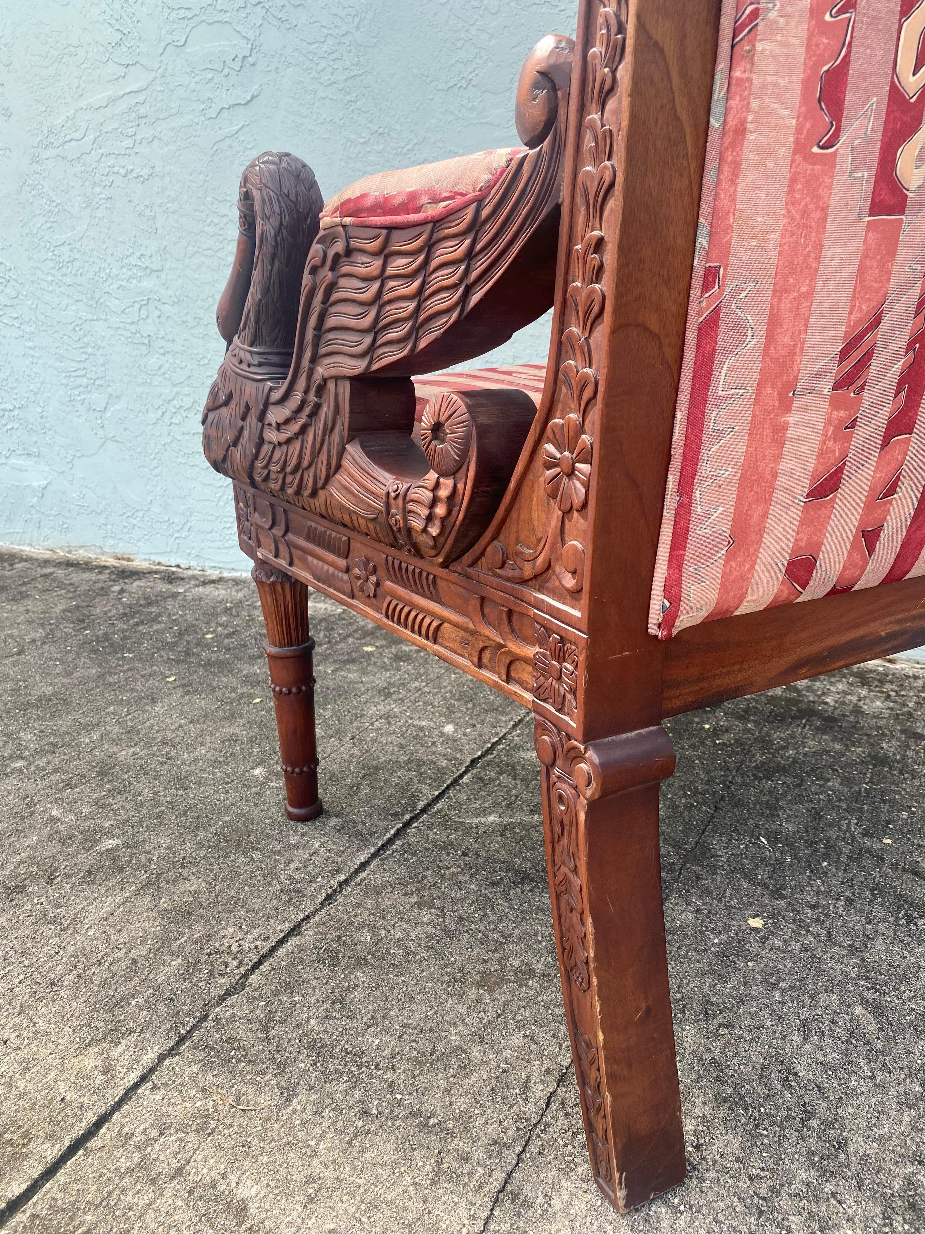19th Century Gilt Carved Wood Swan Library Chair  For Sale 1