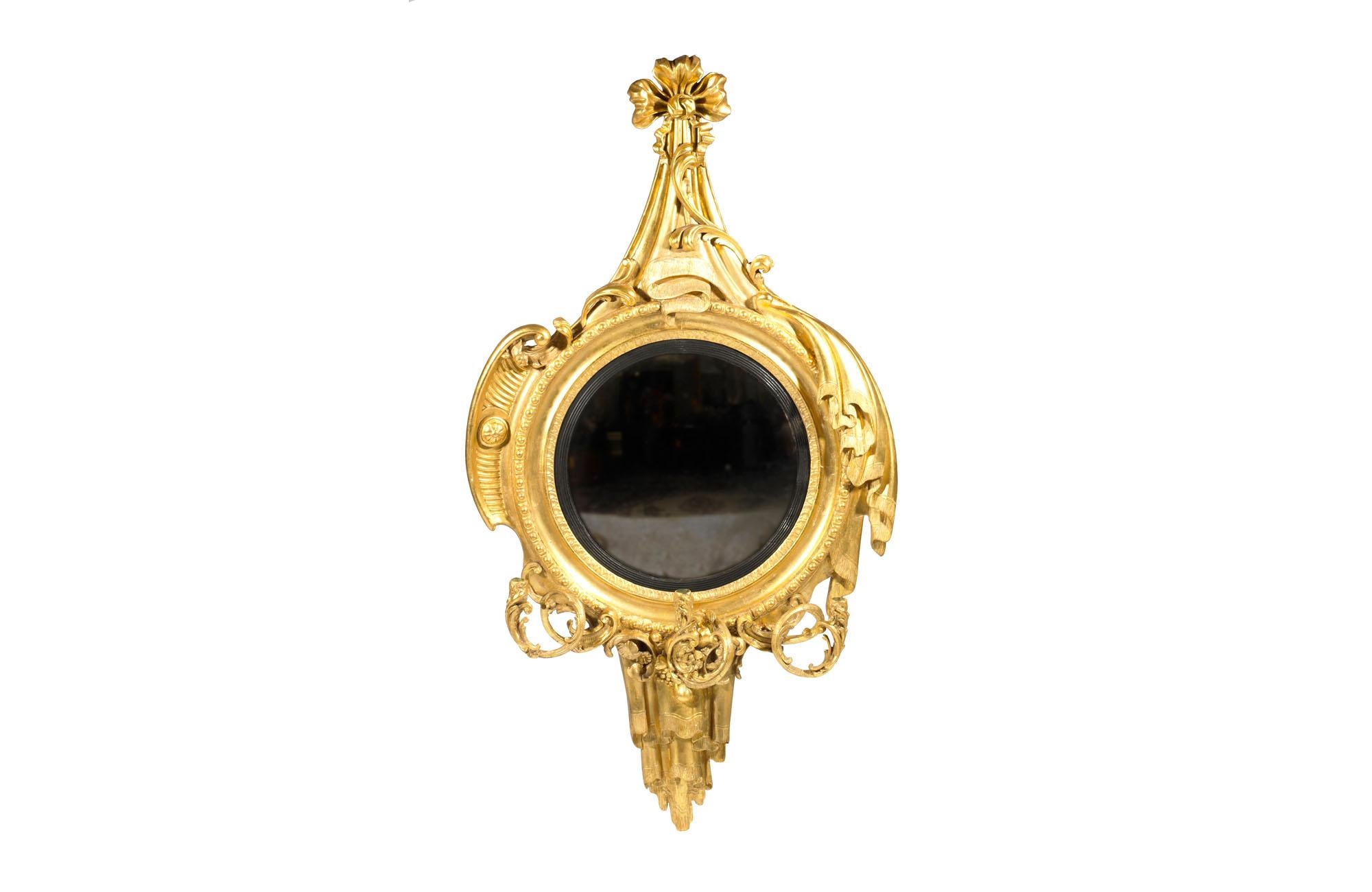 irlandais Miroir convexe doré du XIXe siècle en vente