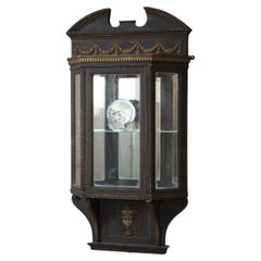 19th Century Gilt and Faux Rosewood Adam Revival Wall Display Case Vitrine 