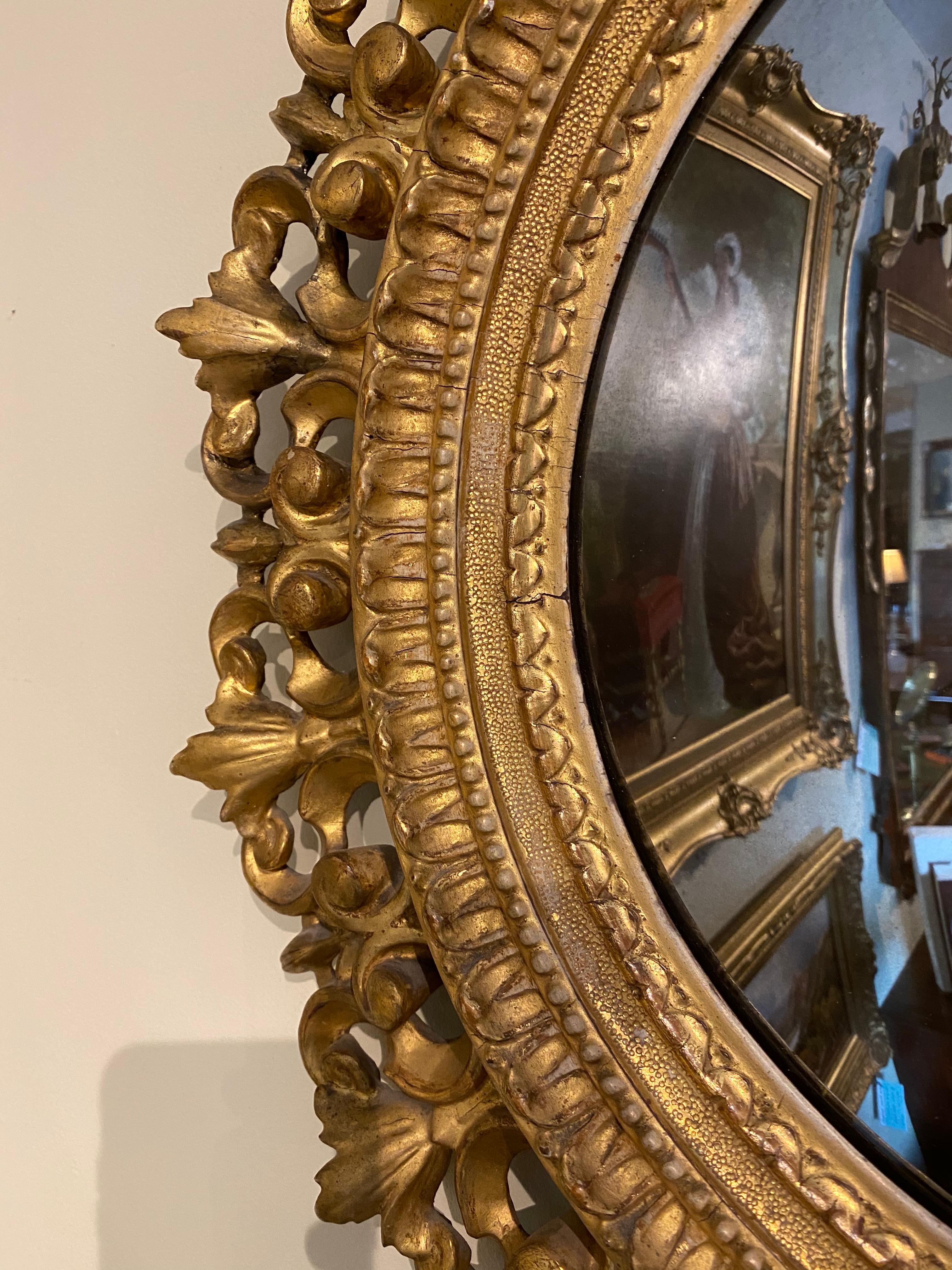 19th Century Gilt Florentine Circular Mirror In Good Condition In Bournemouth, GB