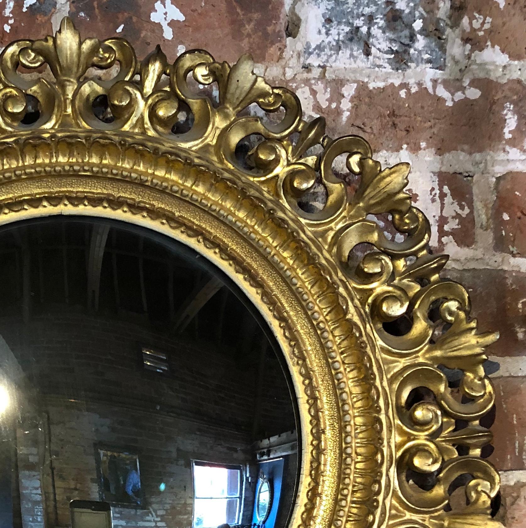 Mid-19th Century 19th Century Gilt Florentine Circular Mirror