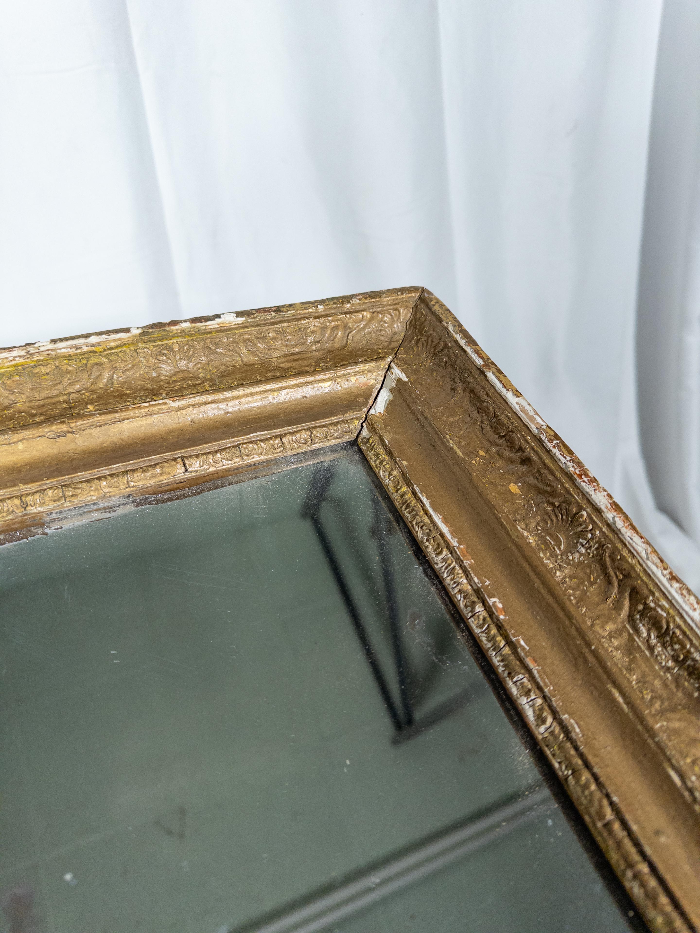 19th Century Gilt Frame Antique Mirror In Fair Condition For Sale In Houston, TX