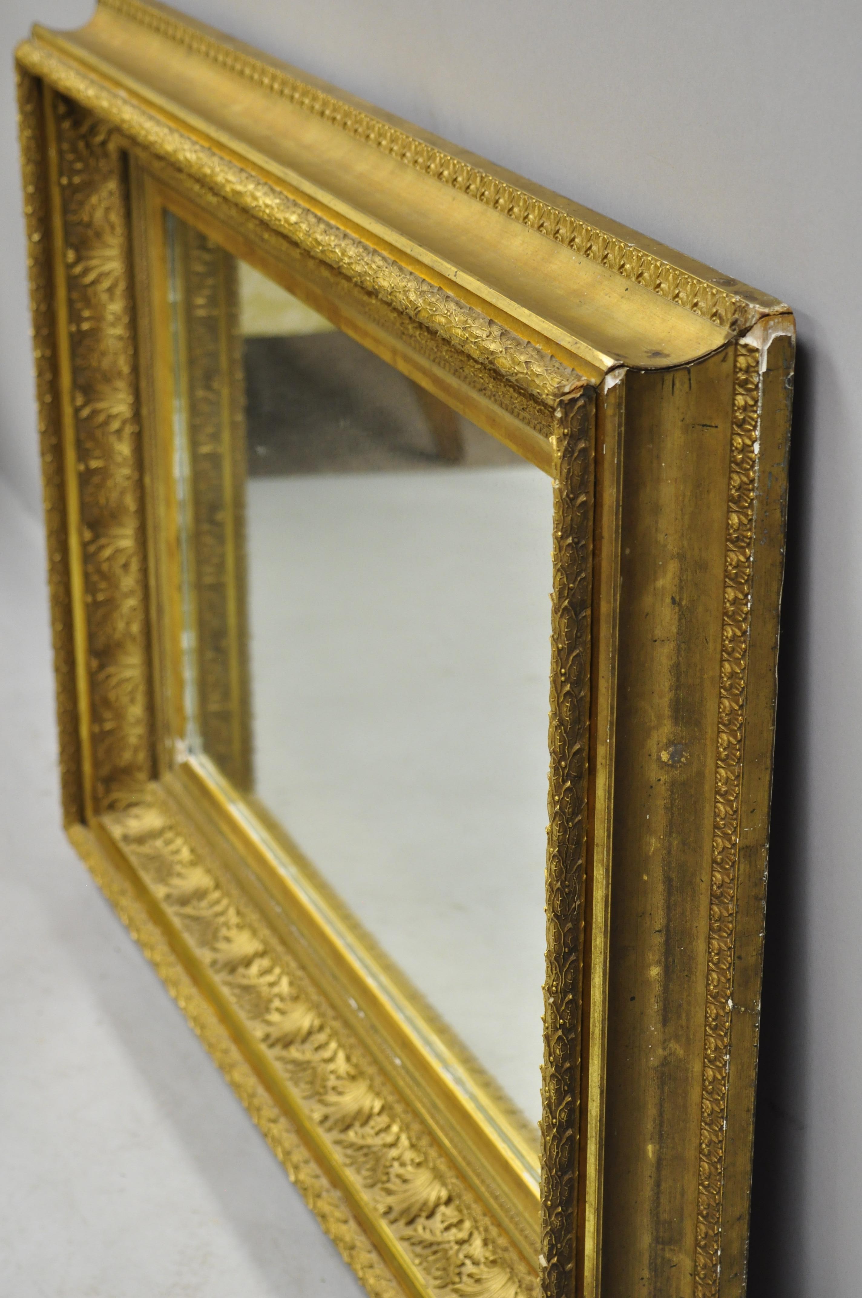19th Century Gilt and Gesso Wood Frame Wall Mirror with Foliate Design 'b' For Sale 7