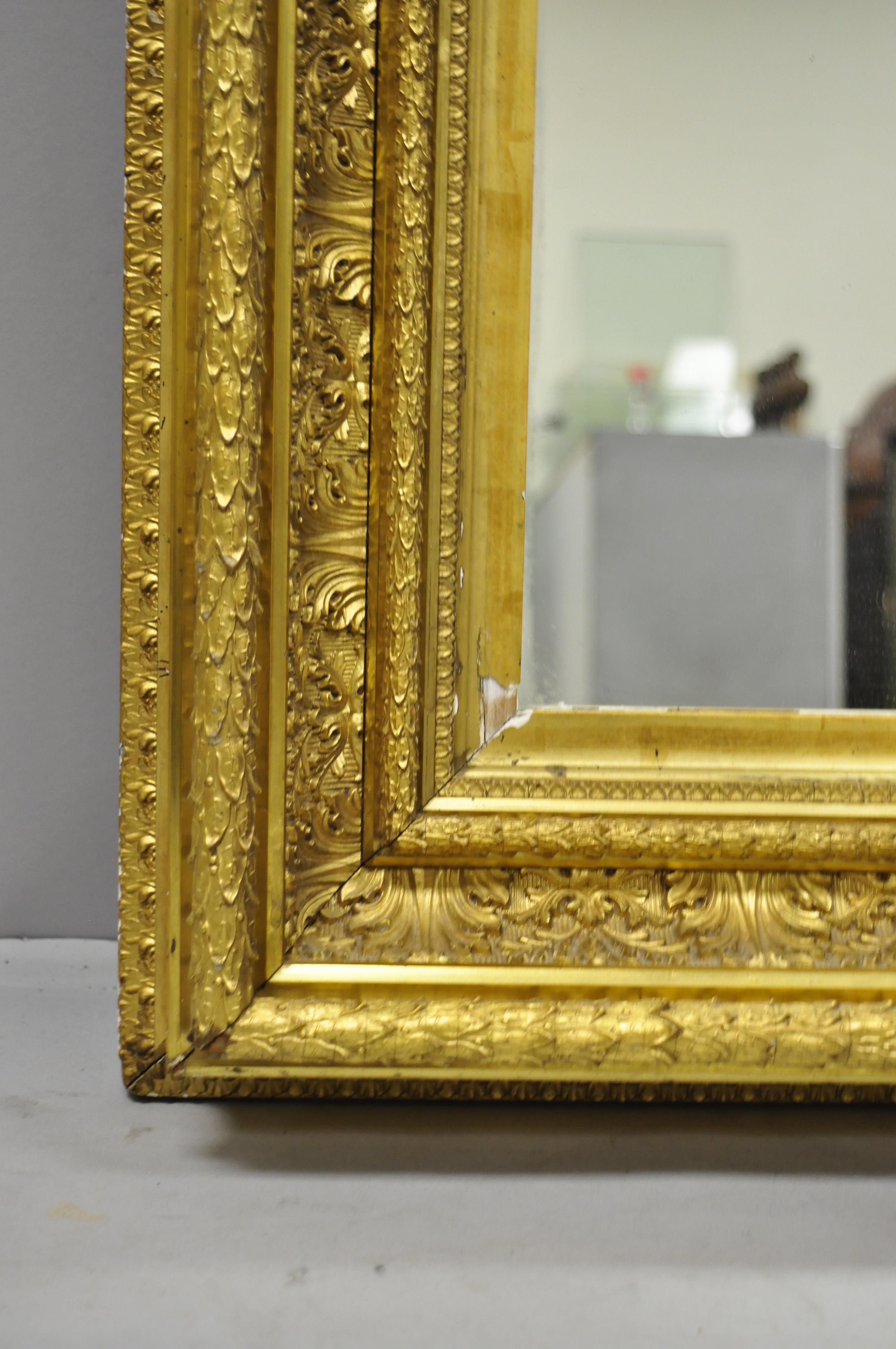 19th Century Gilt and Gesso Wood Frame Wall Mirror with Foliate Design 'b' For Sale 1