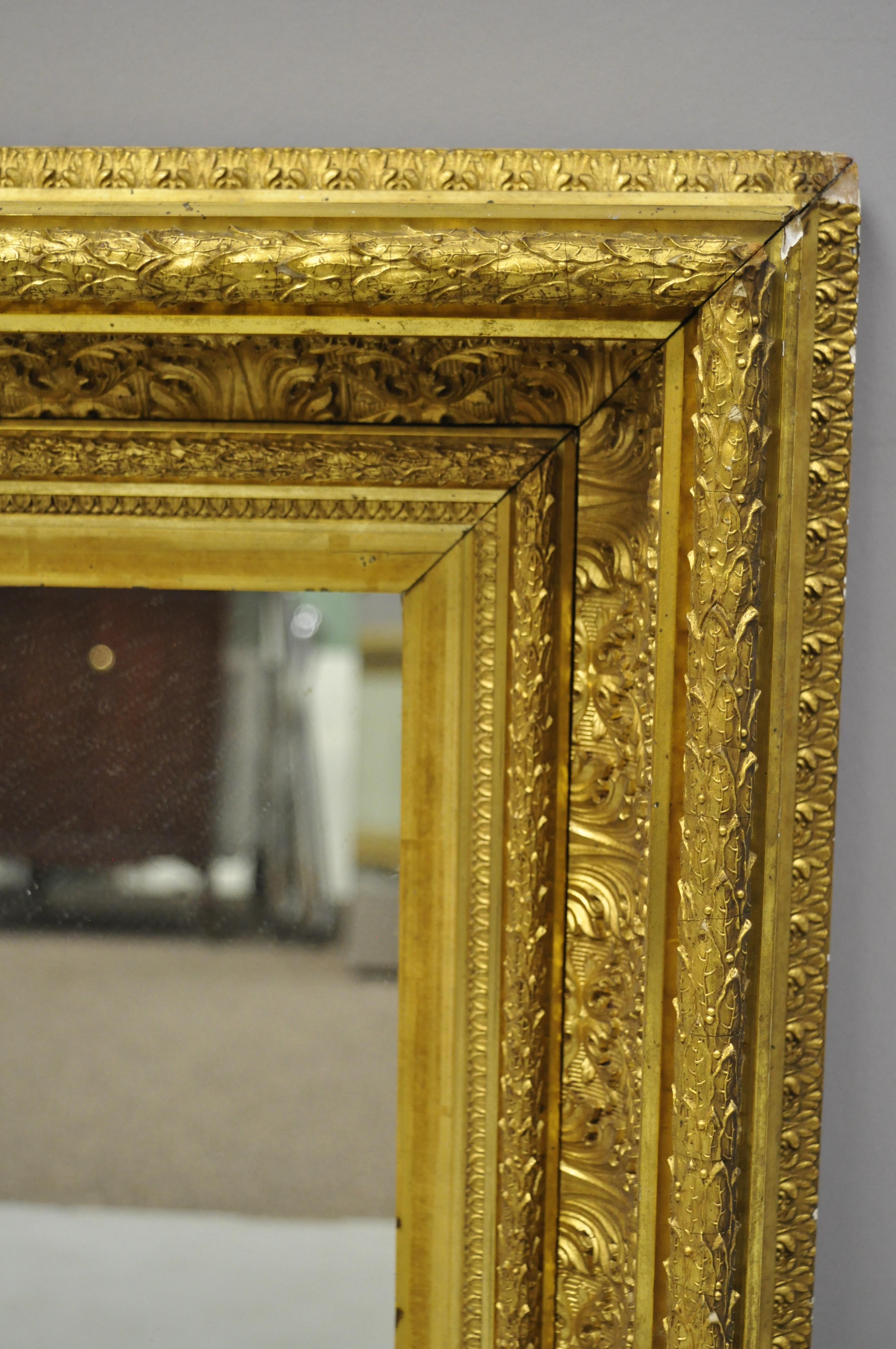 19th Century Gilt and Gesso Wood Frame Wall Mirror with Foliate Design 'b' For Sale 3