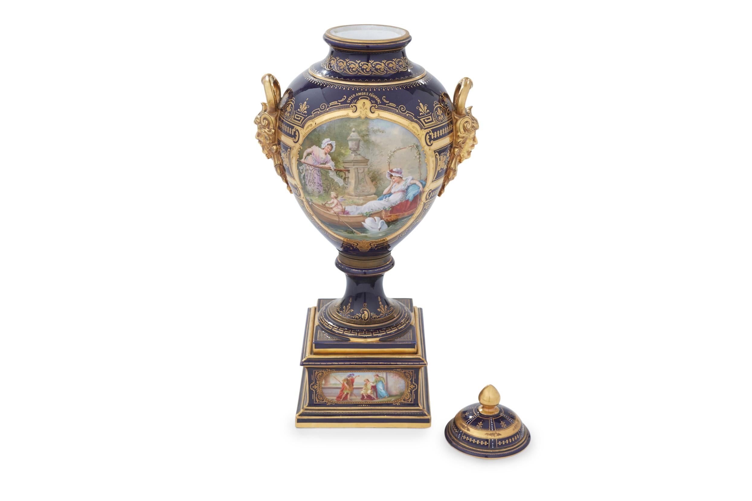 Glazed 19th Century Gilt Gold Decorative Covered Urn For Sale