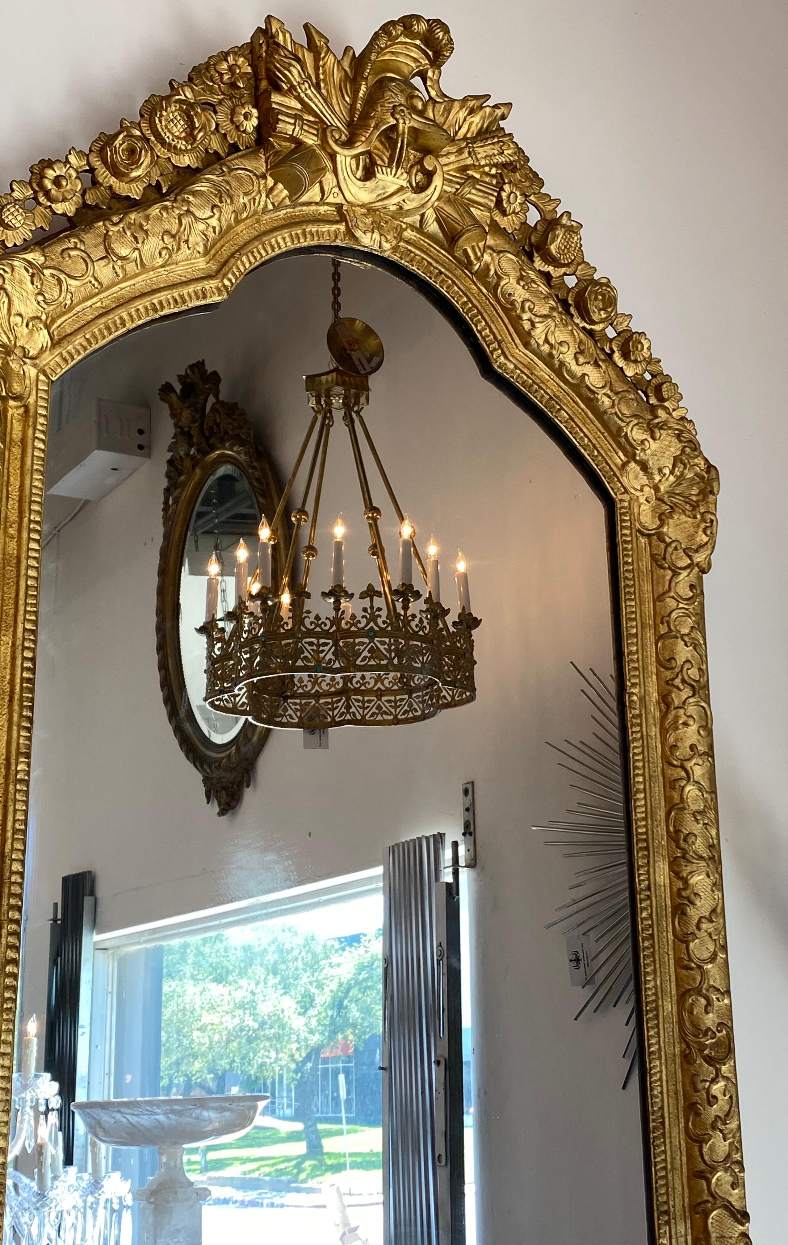 Giltwood 19th Century Gilt Gold French Louis XVI Mirror For Sale