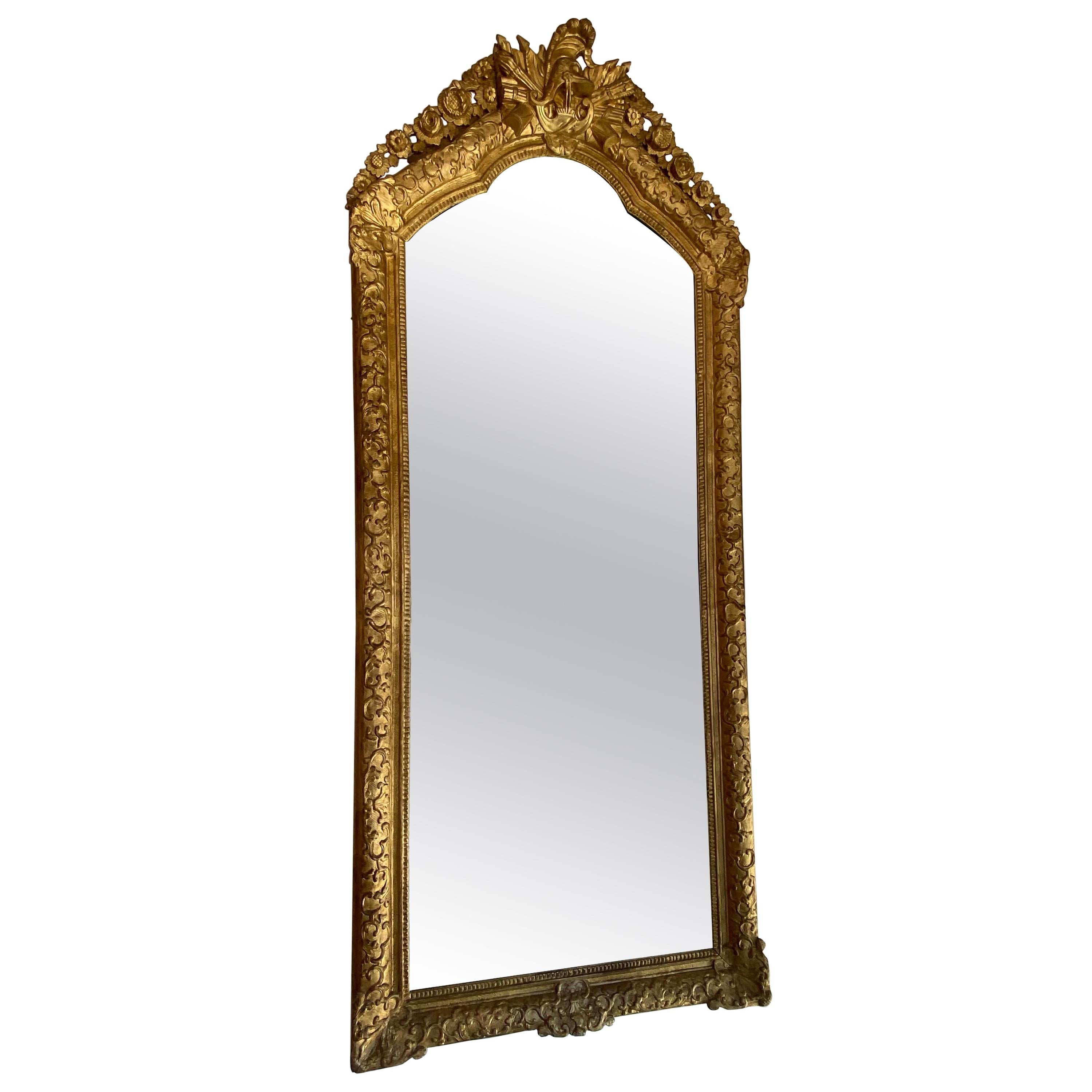 Miroir Louis XVI français du 19e siècle, doré à l'or fin en vente