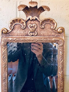 19th Century Gilt Gold Wall Mirror Sconce with Beveled Fleur-de-Lis Design