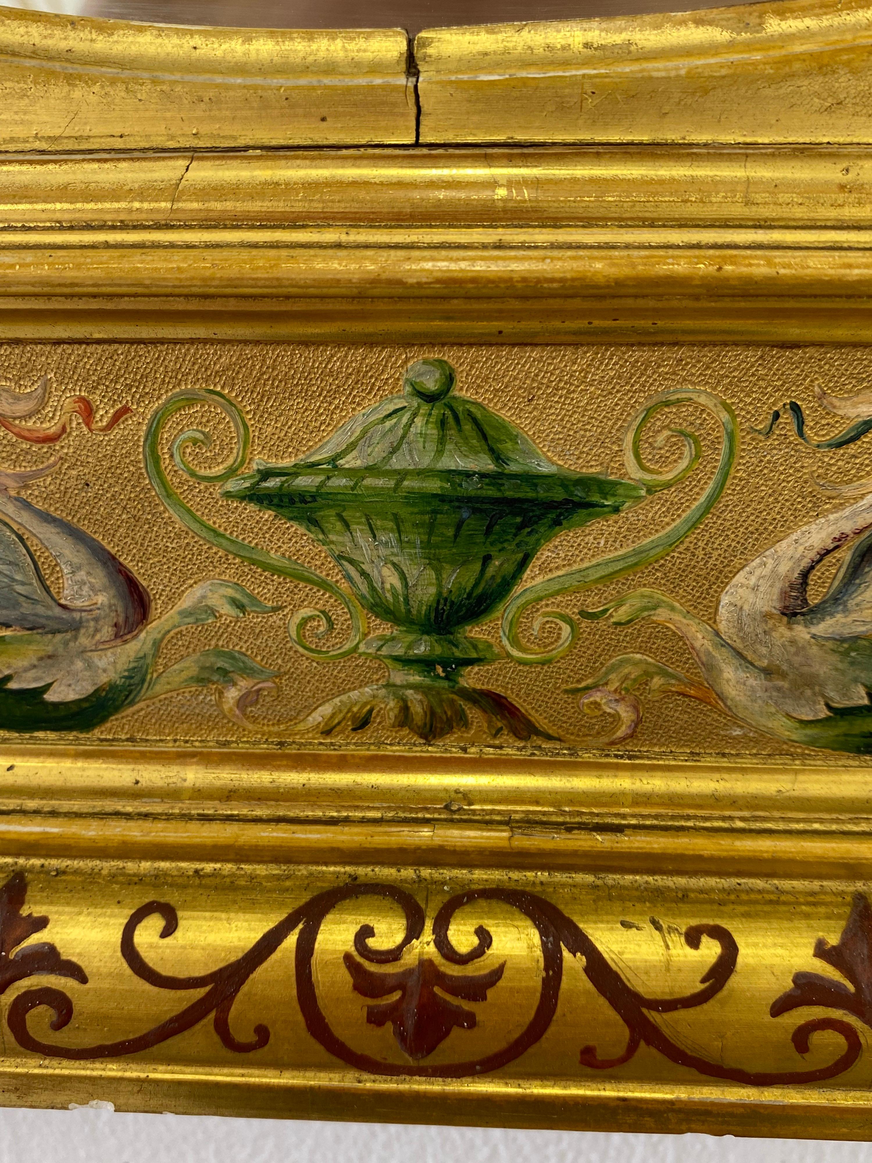 19th Century Gilt Italian Mirror with Hand Painted Design 2