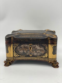 19th Century Gilt Lacquer Chinese Tea Caddy