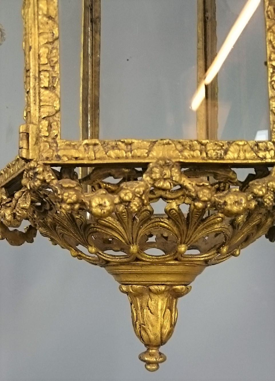 Neoclassical 19th Century Period Classical Gilt Lantern, 22 carat Gold leaf