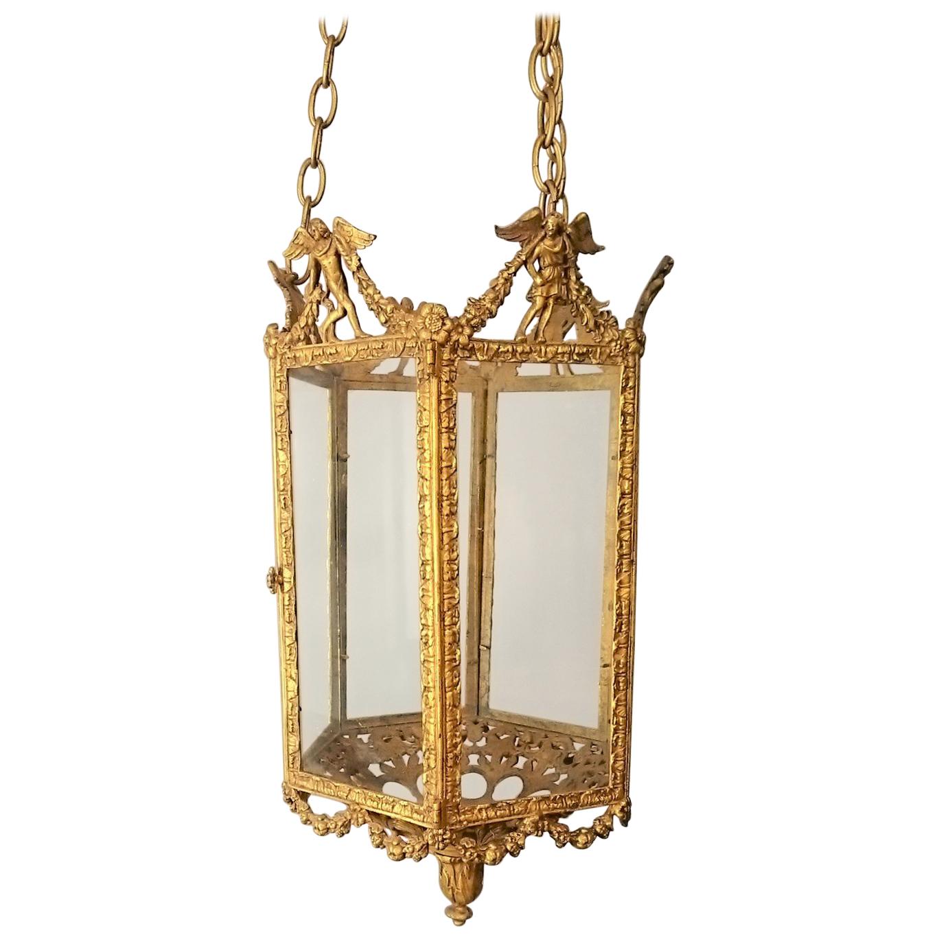19th Century Period Classical Gilt Lantern, 22 carat Gold leaf