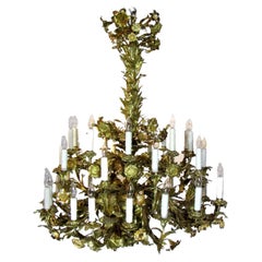 19th Century Gilt Lily and Flower Chandelier