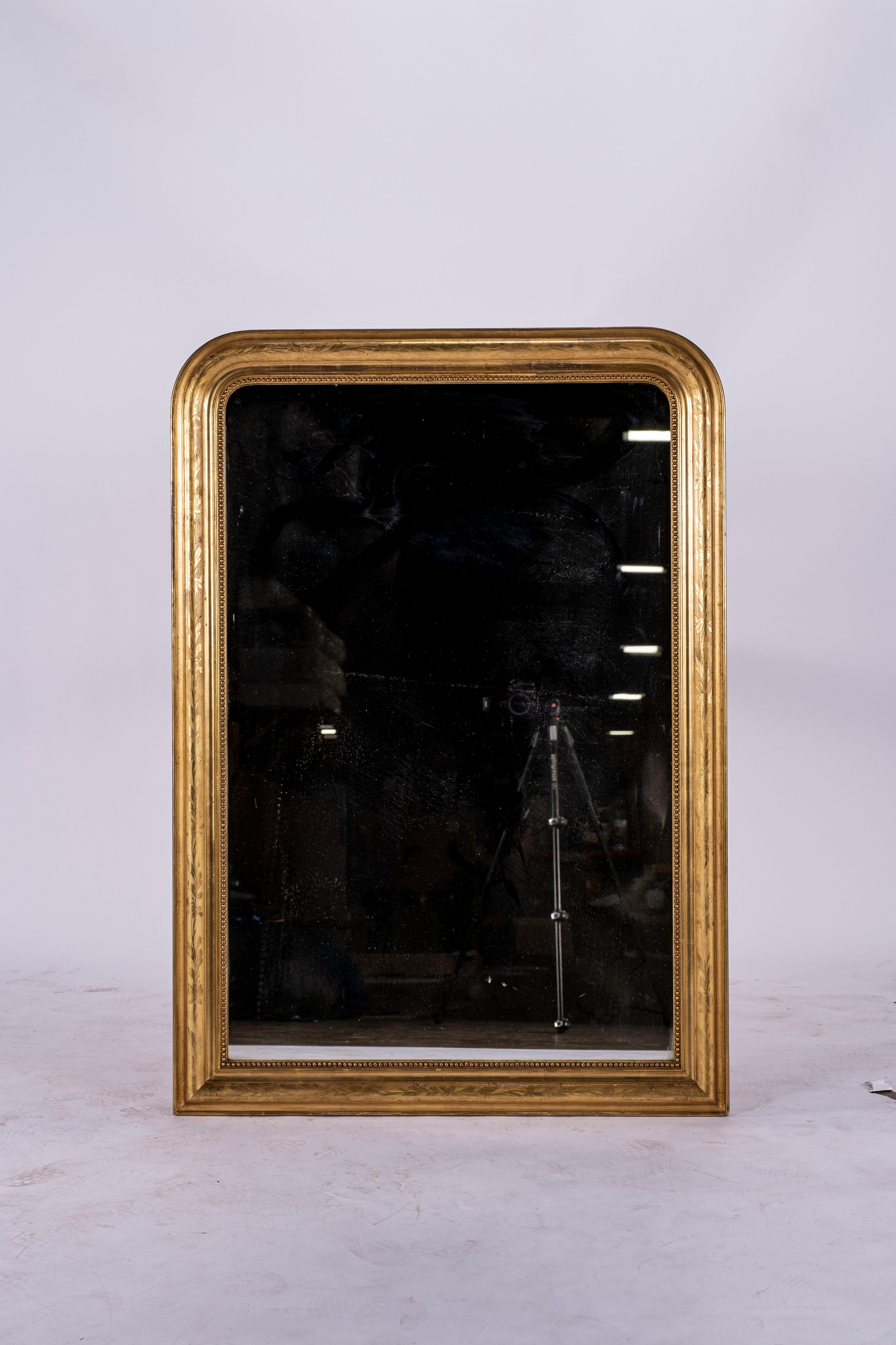 19th Century Gilt Louis Philippe Mirror MISSING In Good Condition In Houston, TX