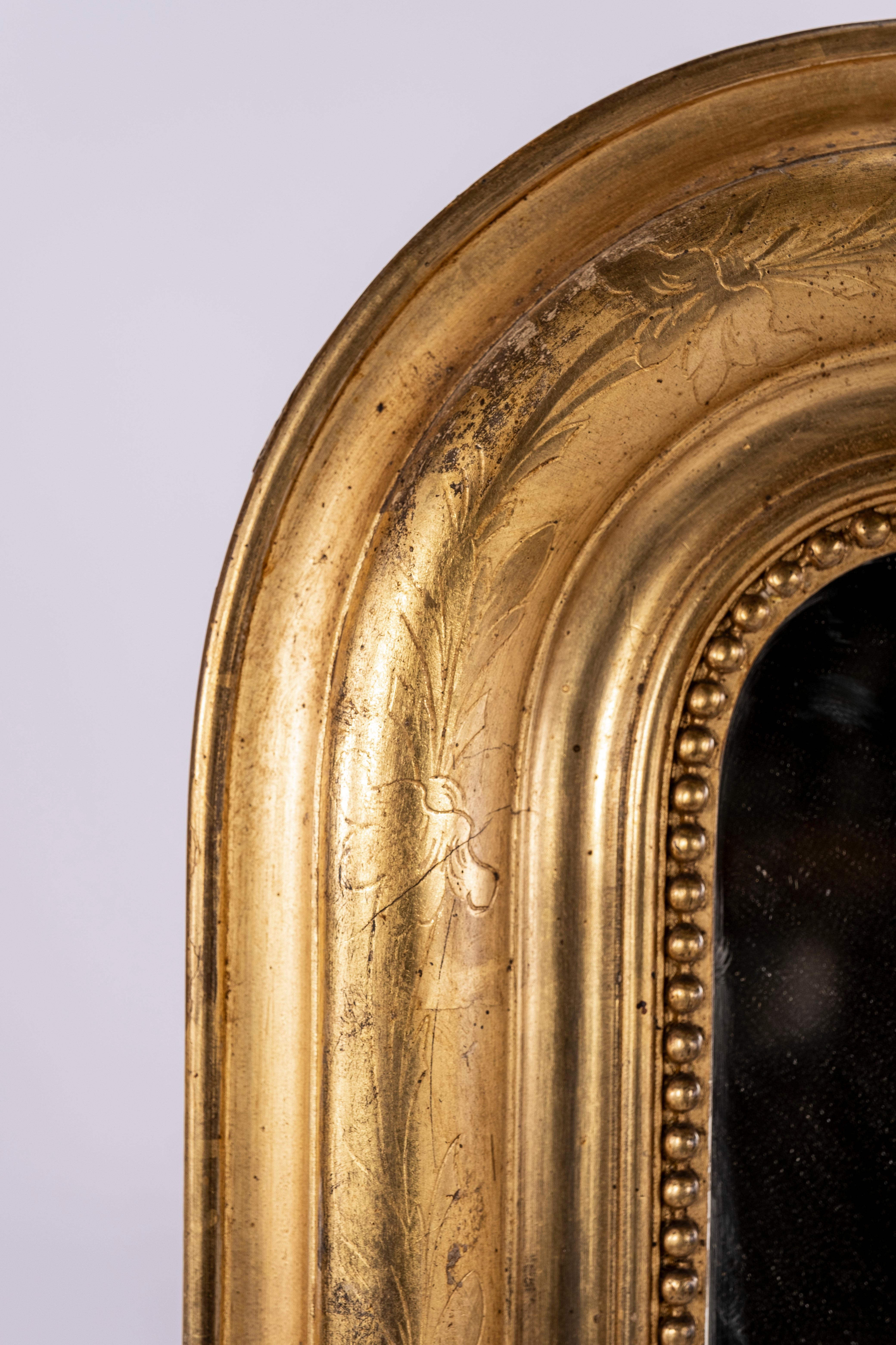 XIXe siècle Miroir Louis Philippe doré du 19ème siècle