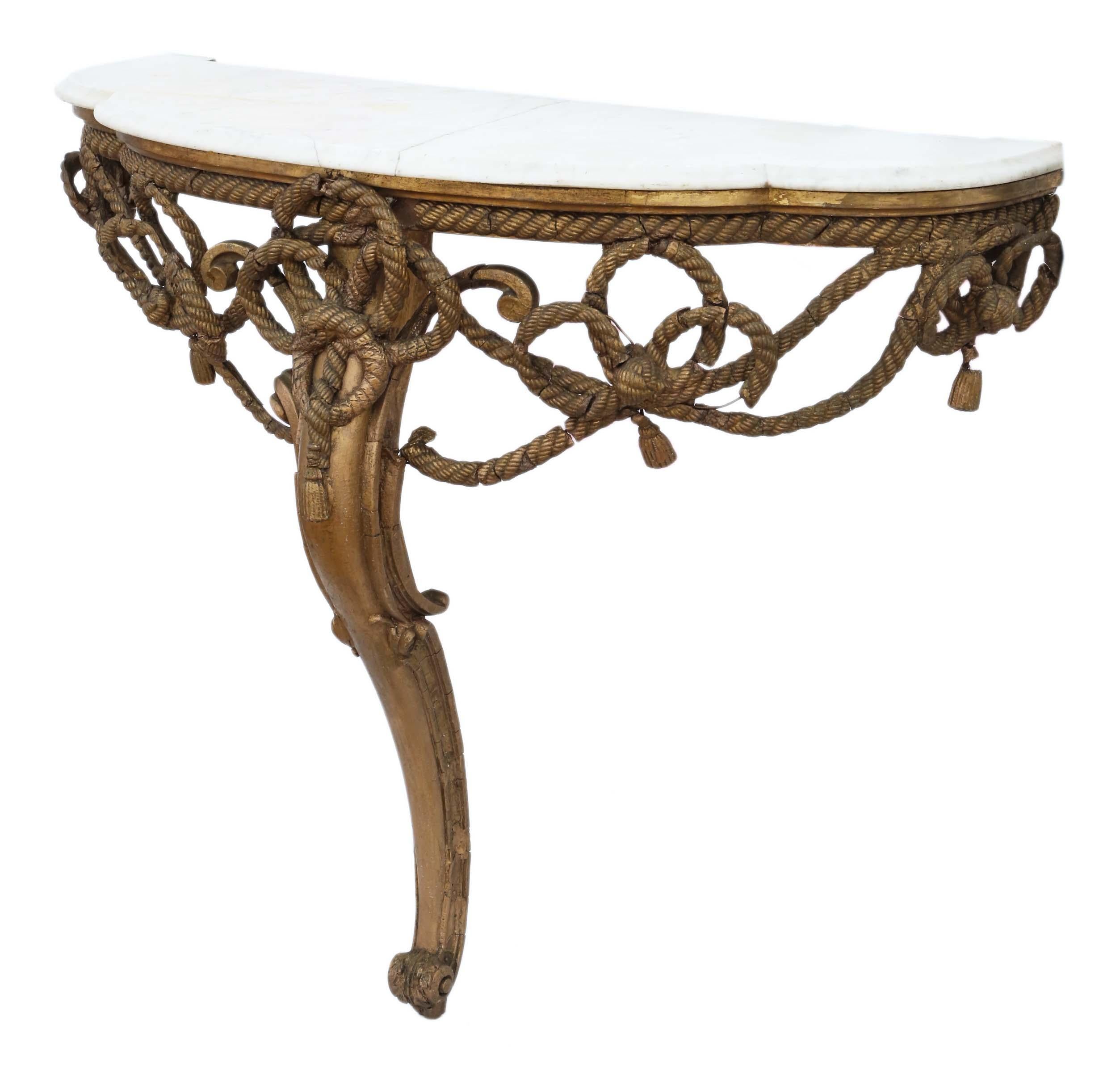 19th Century Gilt Marble Demilune Console Table In Good Condition In Wisbech, Cambridgeshire