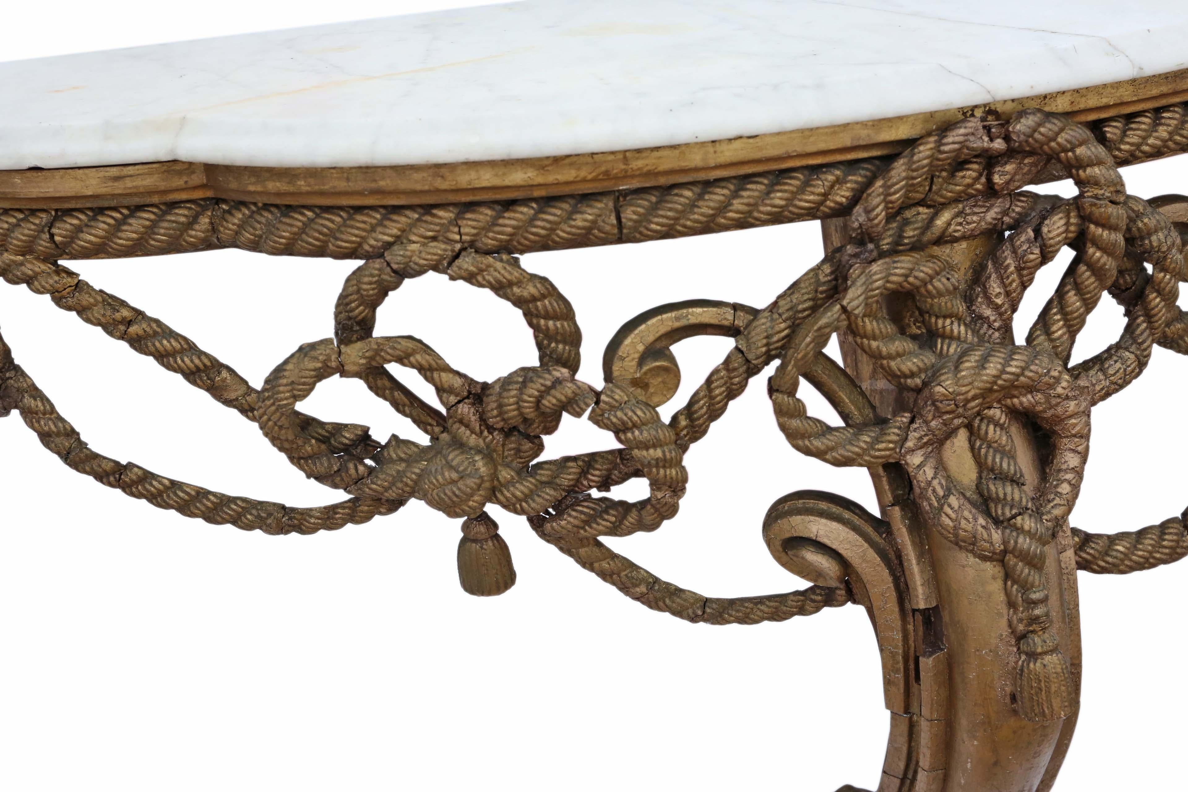 19th Century Gilt Marble Demilune Console Table 2