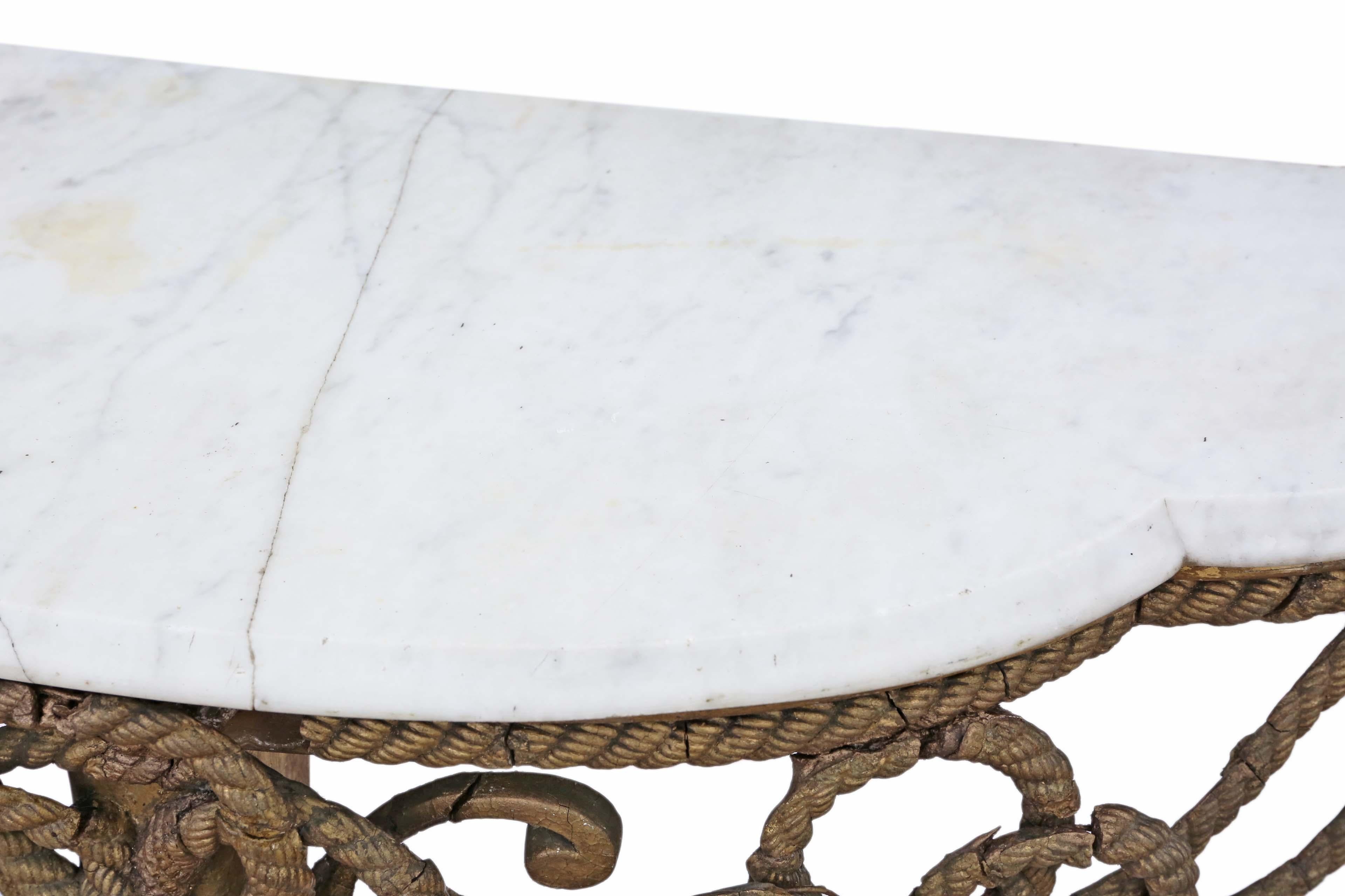 19th Century Gilt Marble Demilune Console Table 3
