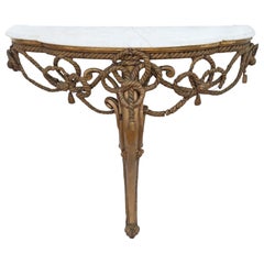 19th Century Gilt Marble Demilune Console Table