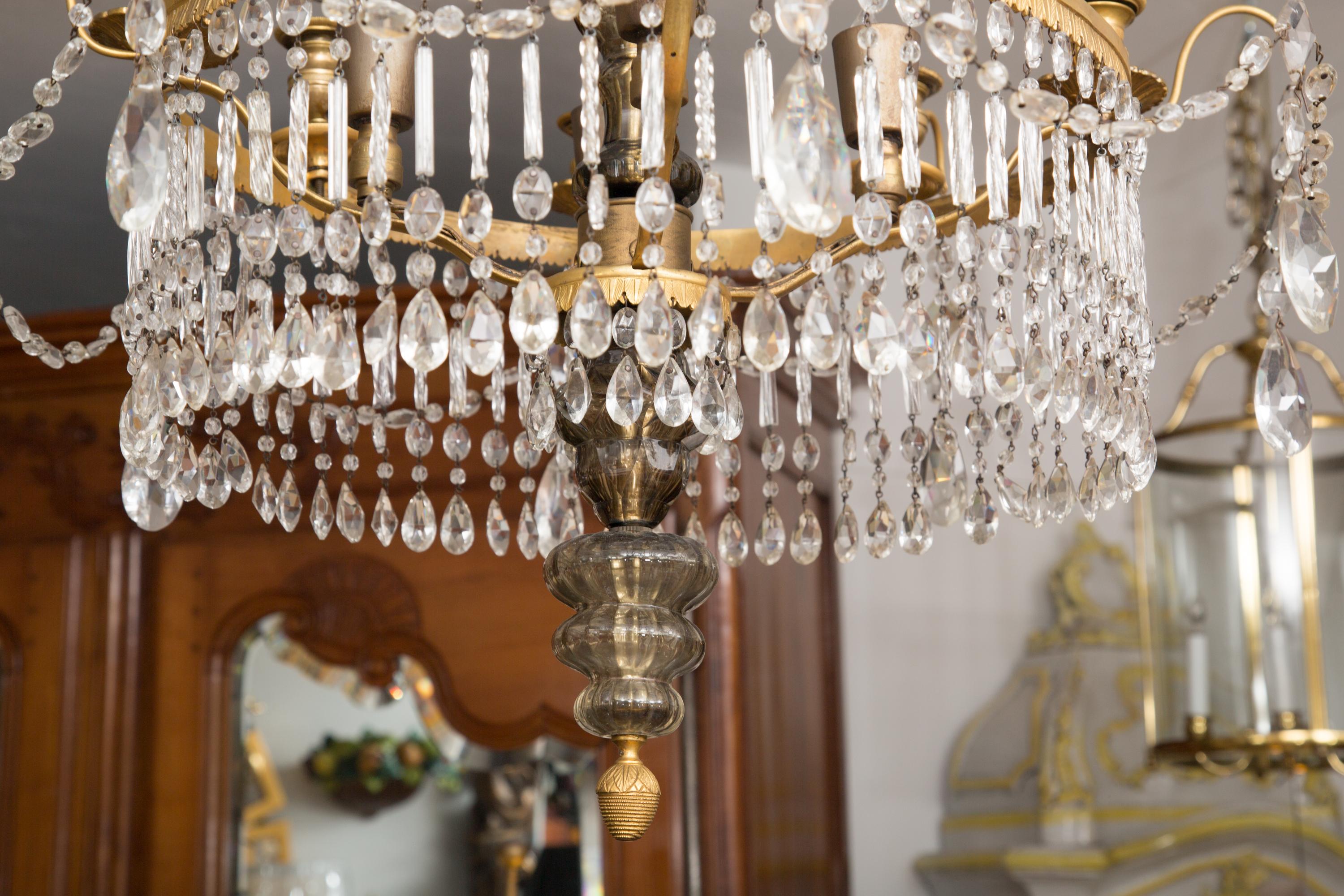 19th Century Gilt Metal and Crystal Baltic Chandelier 6