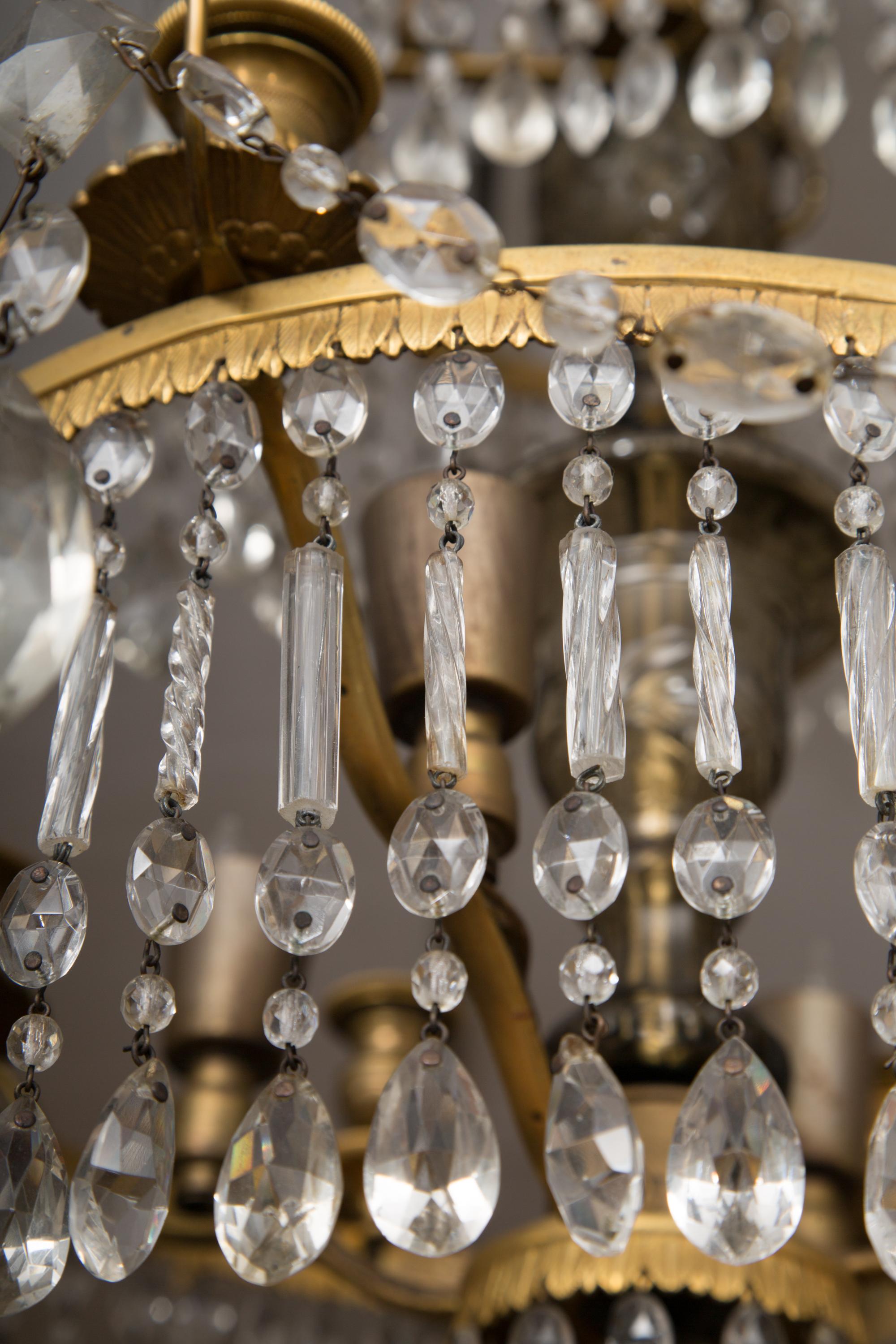 19th Century Gilt Metal and Crystal Baltic Chandelier 7