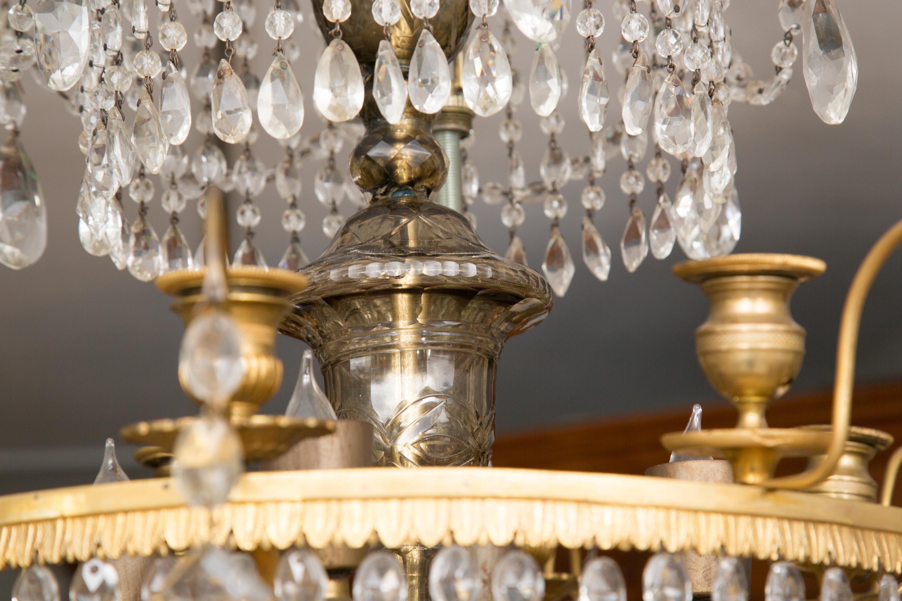 20th Century 19th Century Gilt Metal and Crystal Baltic Chandelier