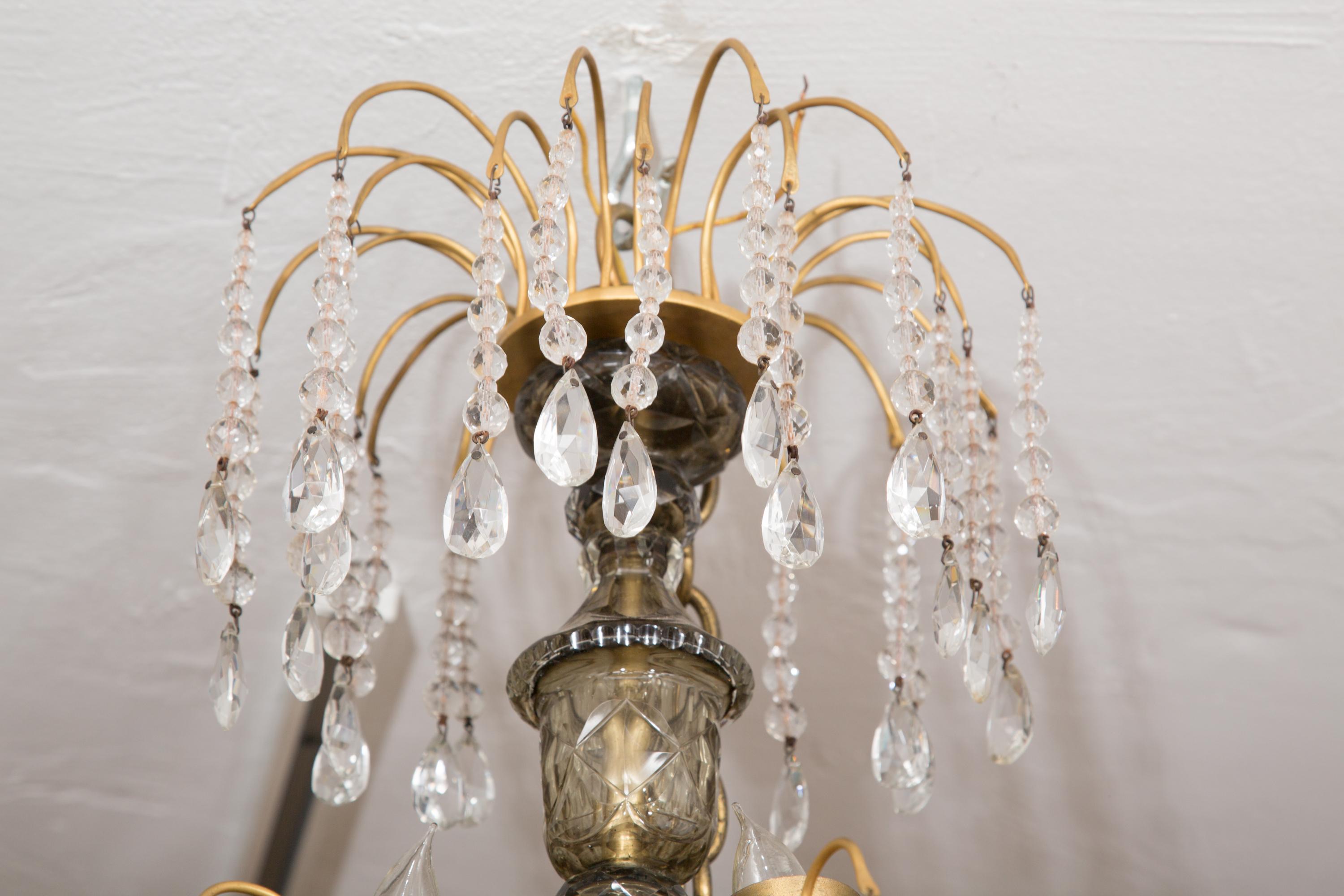 19th Century Gilt Metal and Crystal Baltic Chandelier 2
