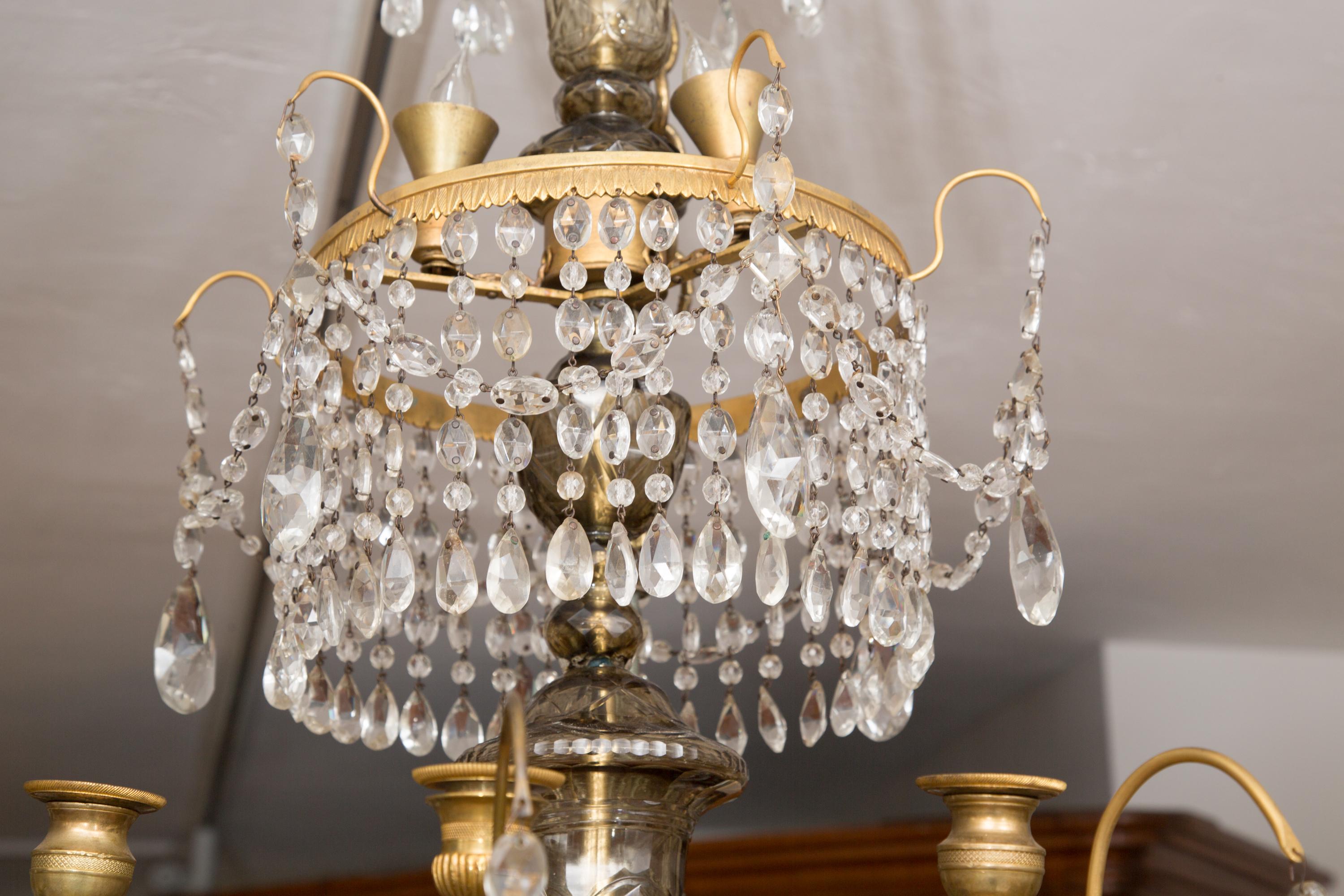 19th Century Gilt Metal and Crystal Baltic Chandelier 3