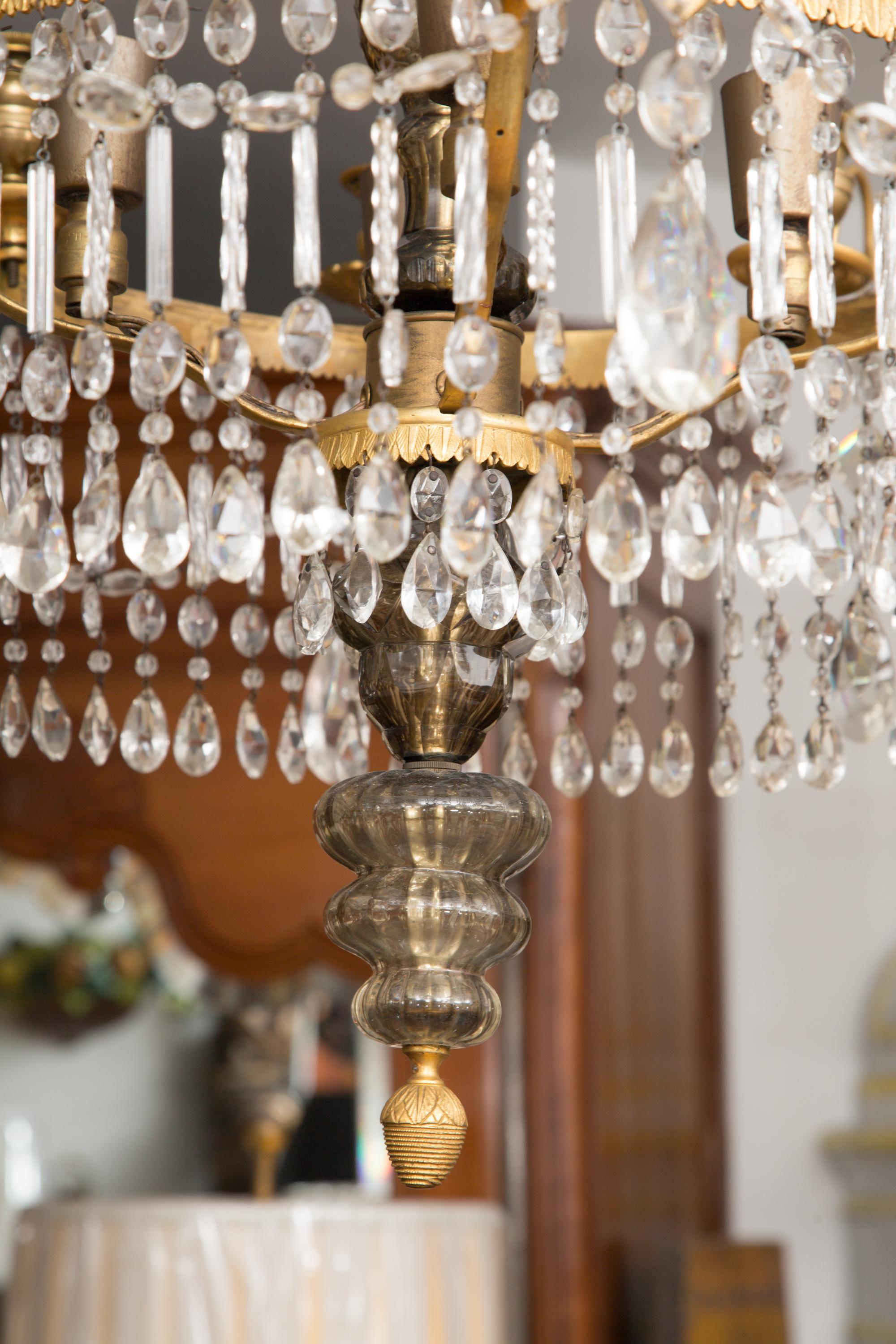 19th Century Gilt Metal and Crystal Baltic Chandelier 4