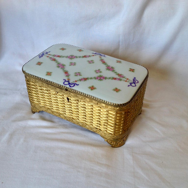 19th Century Gilt Metal and Porcelain Box at 1stDibs