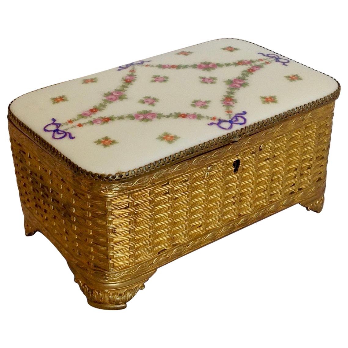 19th Century Gilt Metal and Porcelain Box