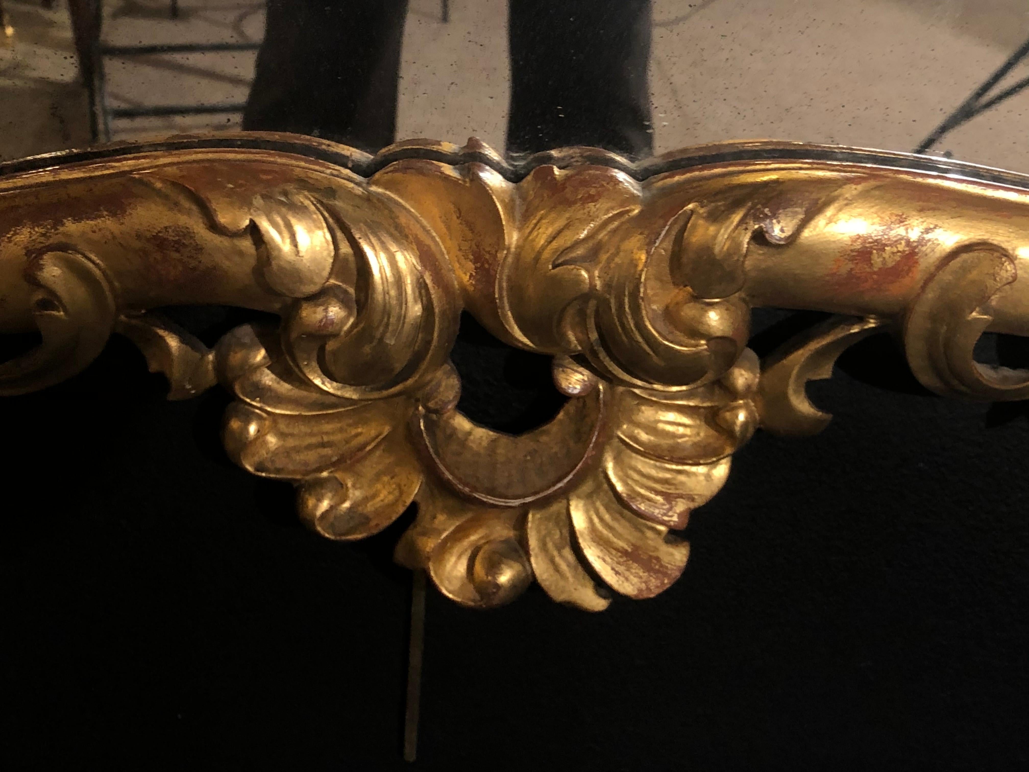 19th Century Gilt Mirror Wall or Console Mirror, French Finely Carved 4