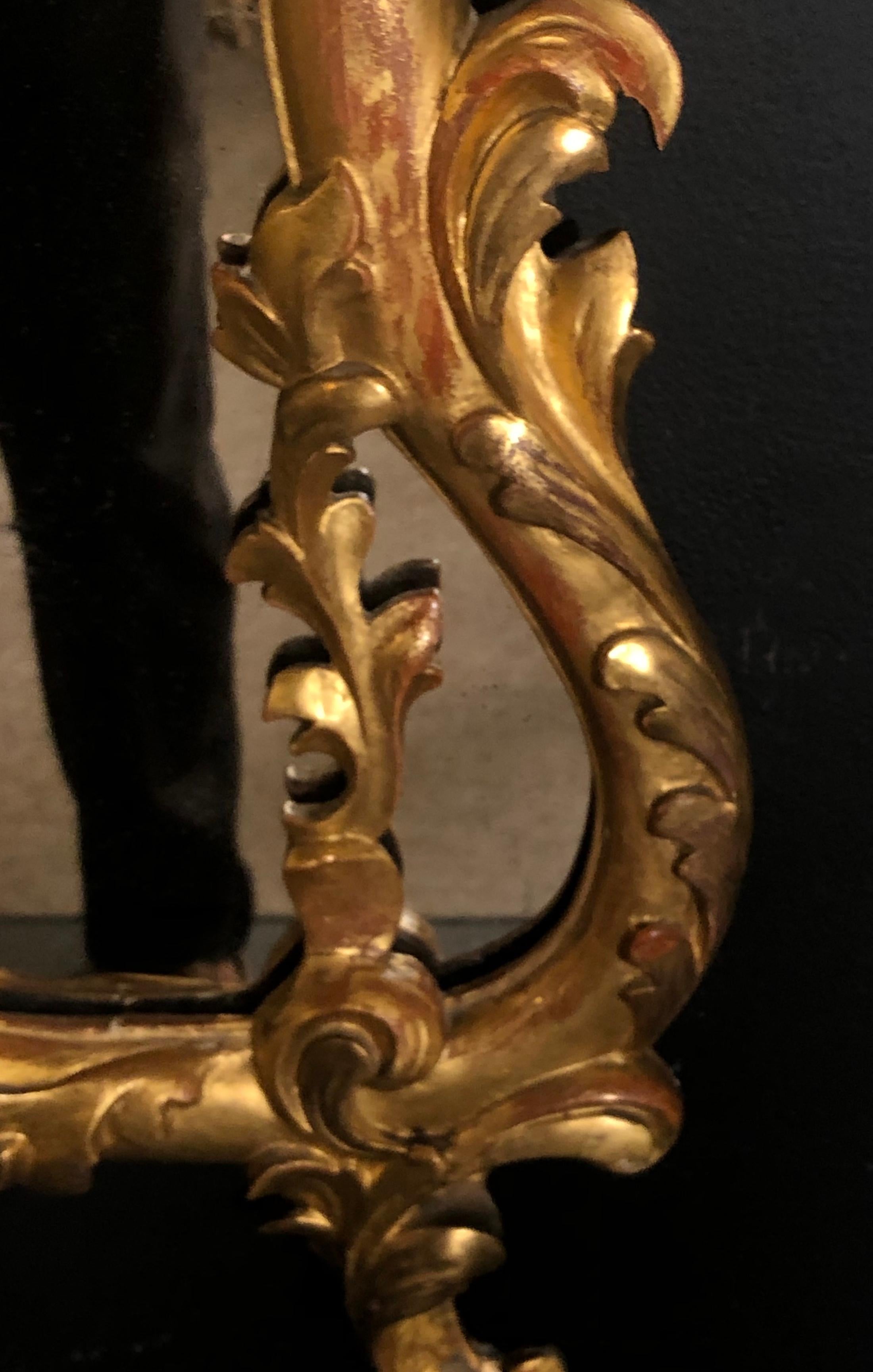 19th Century Gilt Mirror Wall or Console Mirror, French Finely Carved 5