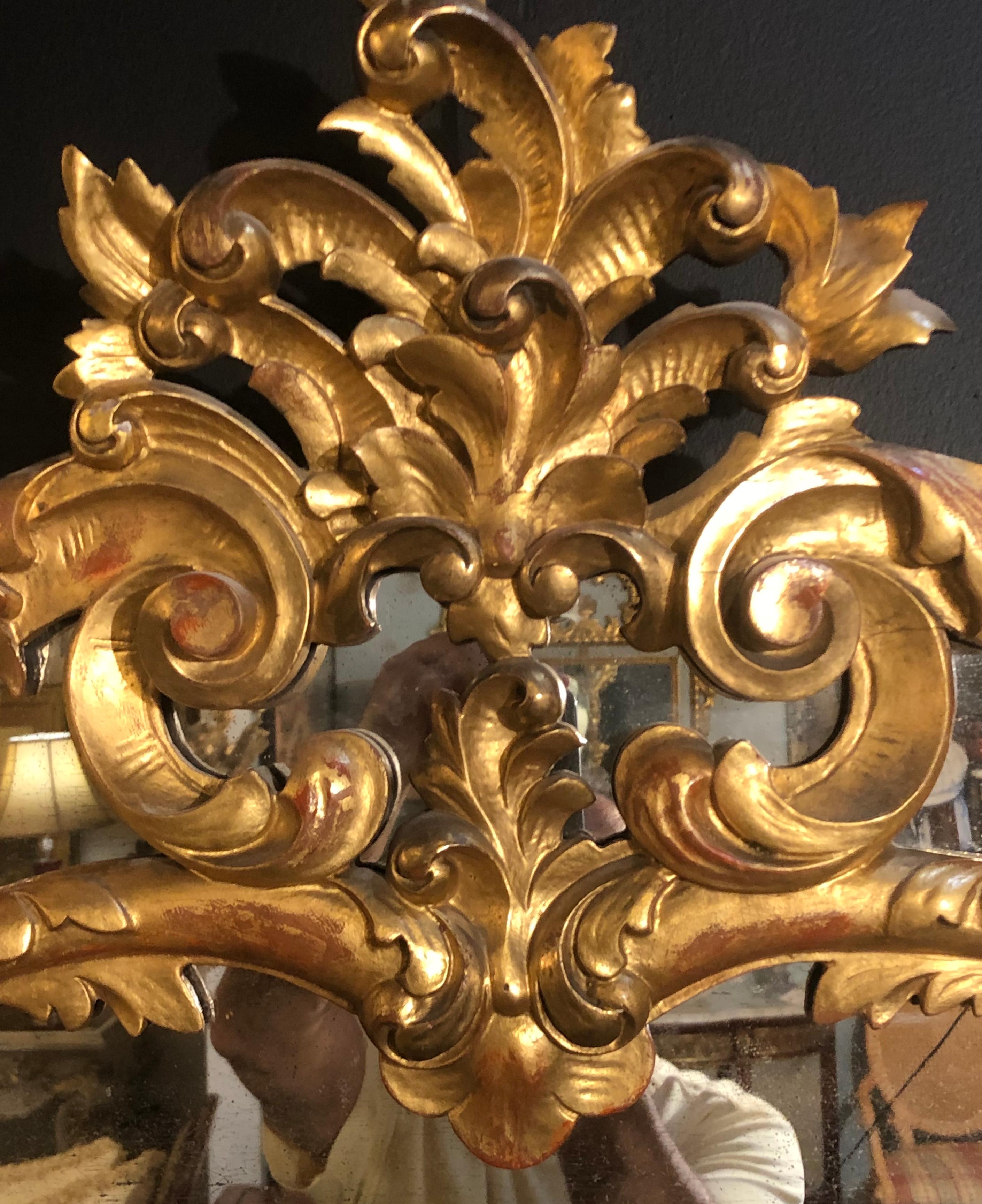 Early 20th Century 19th Century Gilt Mirror Wall or Console Mirror, French Finely Carved