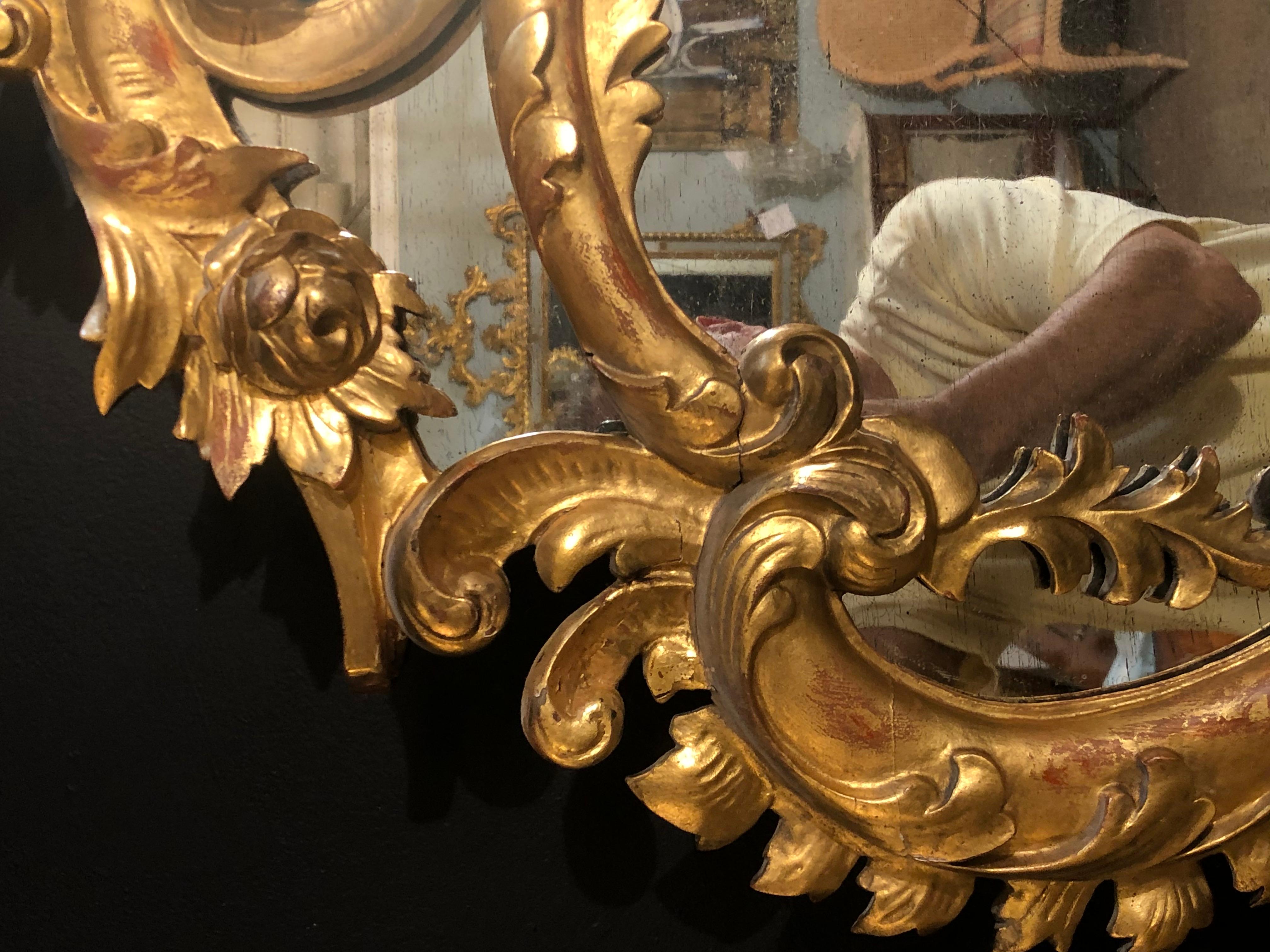 Giltwood 19th Century Gilt Mirror Wall or Console Mirror, French Finely Carved