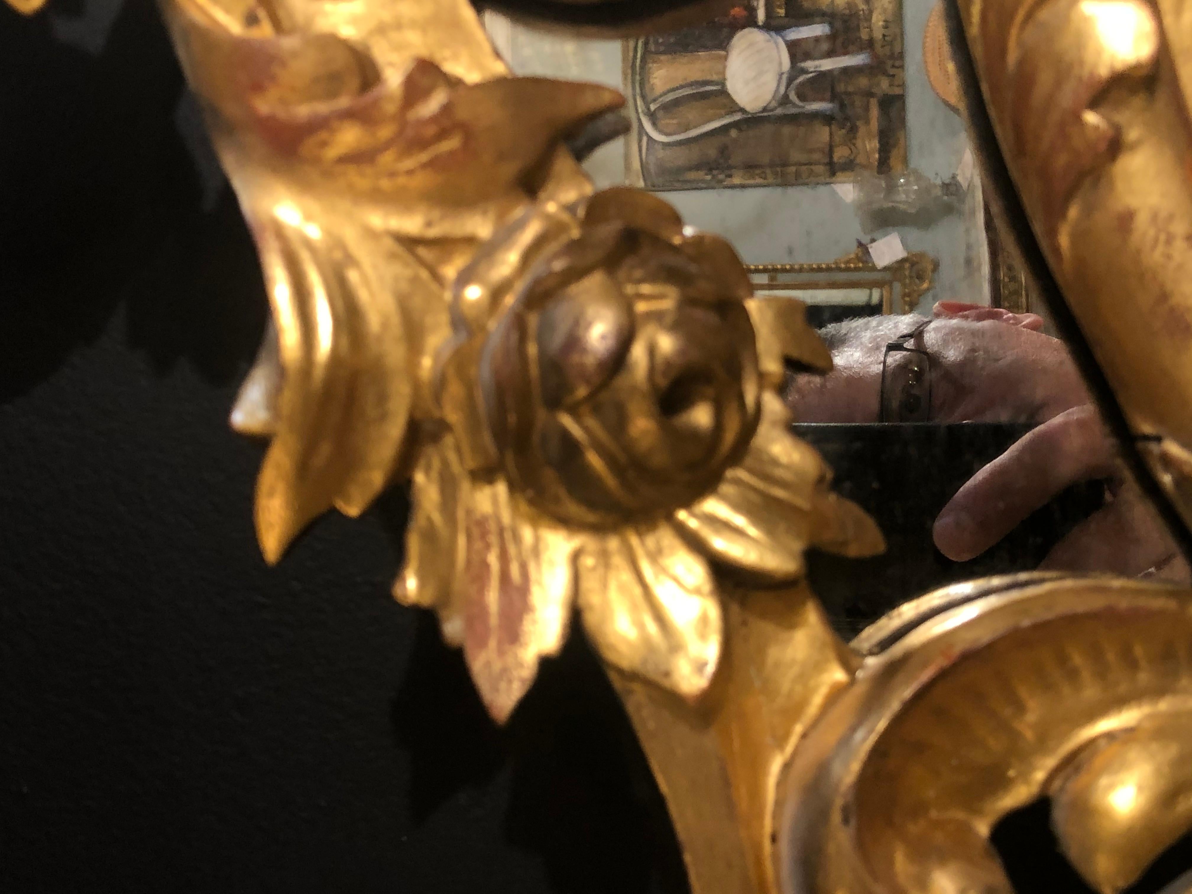19th Century Gilt Mirror Wall or Console Mirror, French Finely Carved 1