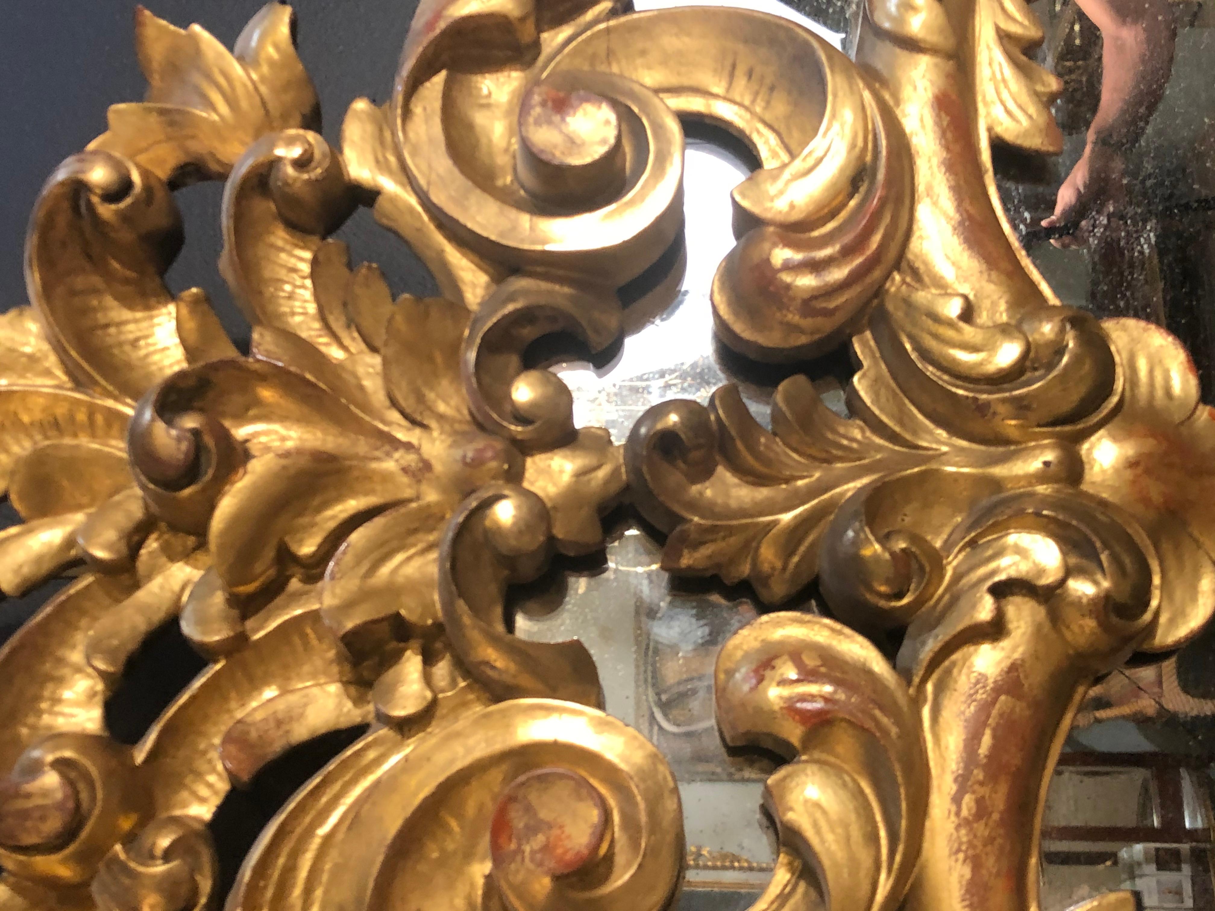 19th Century Gilt Mirror Wall or Console Mirror, French Finely Carved 2