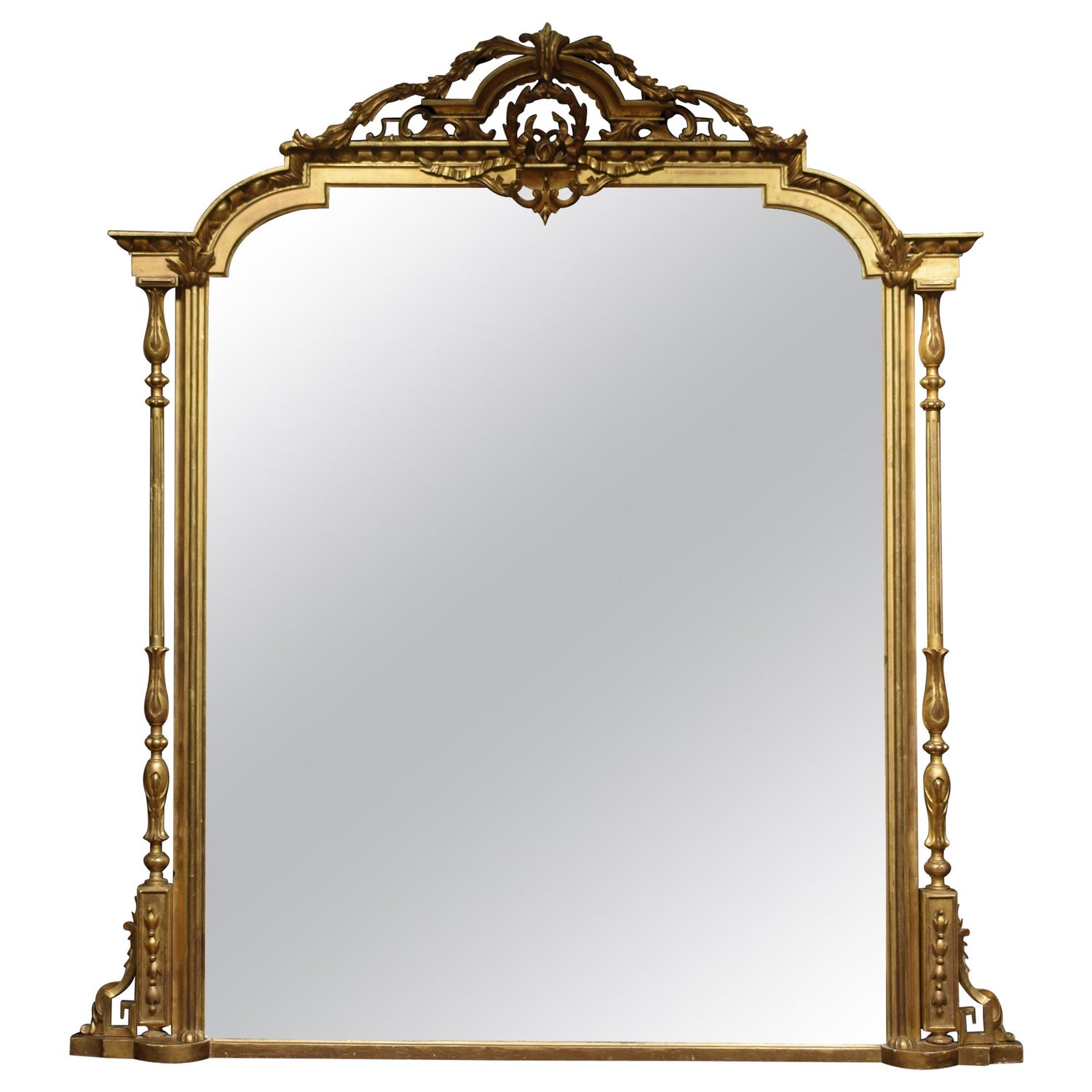 19th Century Gilt Over Mantle Mirror, Victorian Overmantle Mirror White Bear