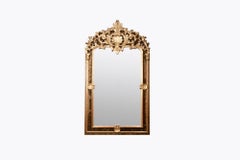 19th Century Gilt Overmantle Mirror With Velvet Border