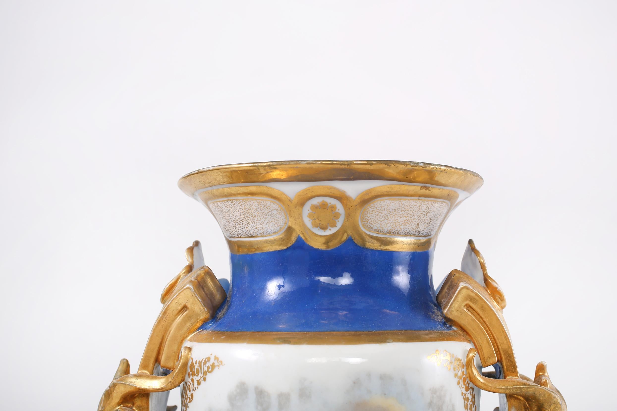 19th Century Gilt Porcelain Decorative Pair Vases For Sale 3