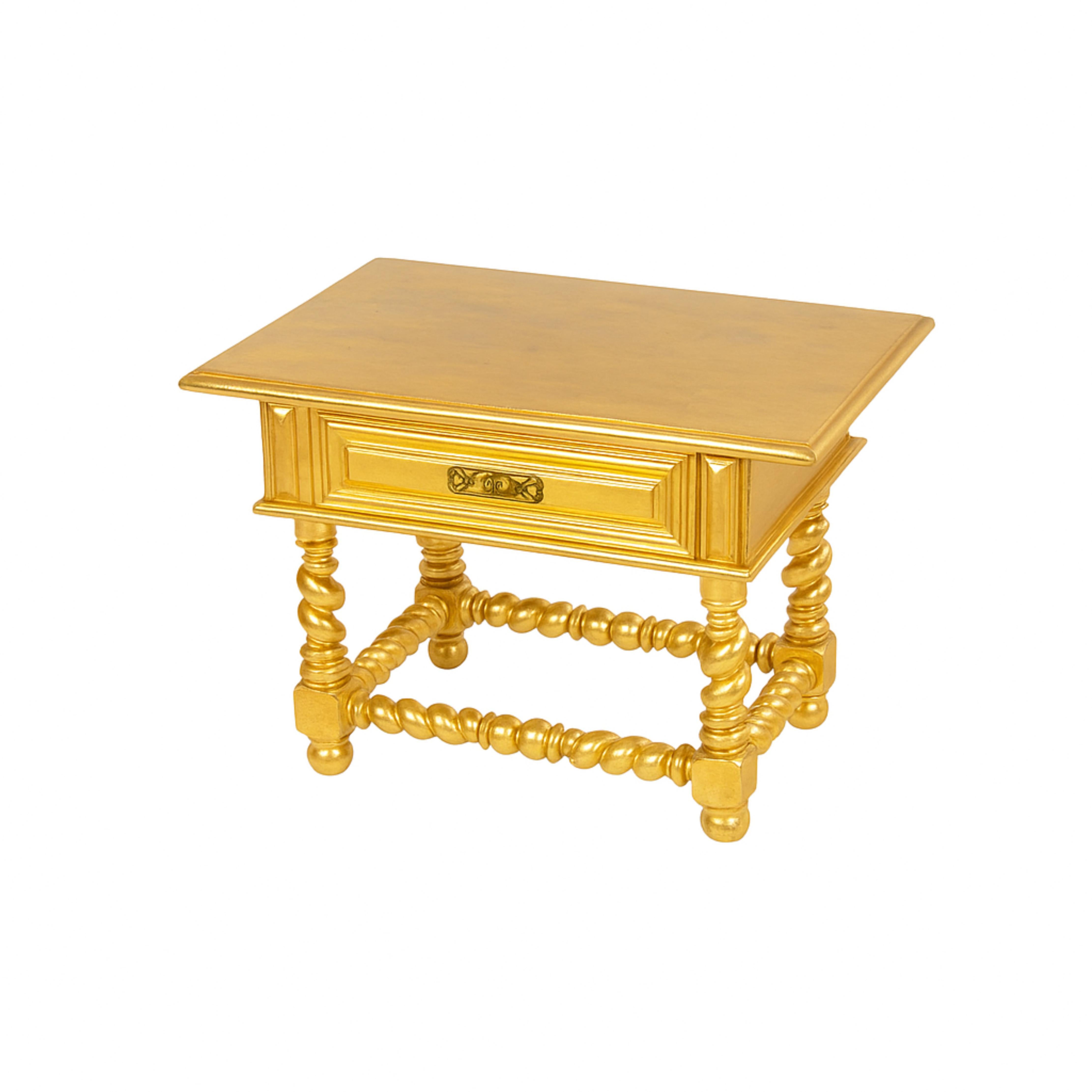 Table centrale baroque du 19e siècle, finition dorée Bon état - En vente à Lisbon, PT
