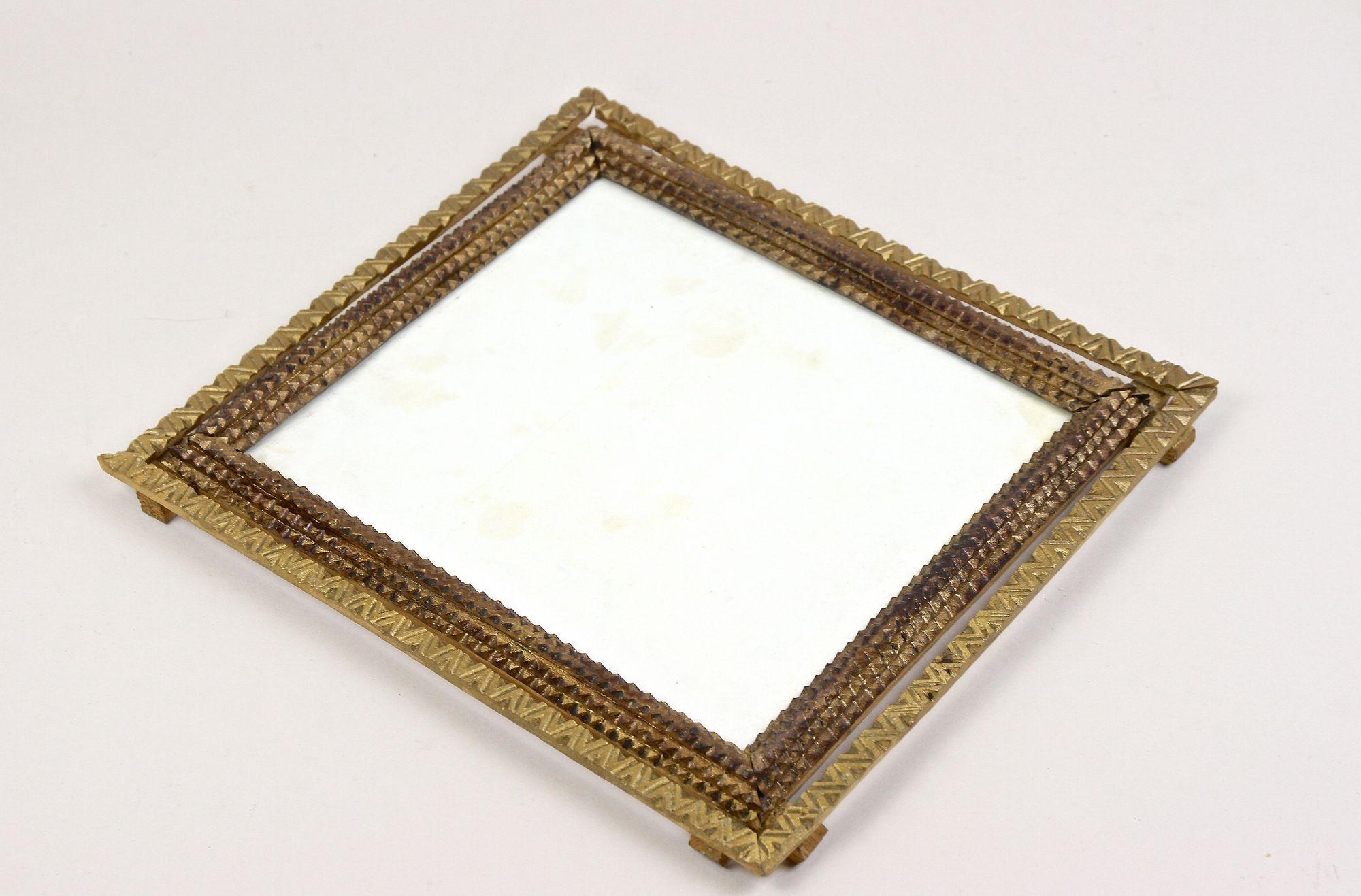Cornice fotografica rustica dorata Tramp Art del XIX secolo, Austria, circa 1870 8