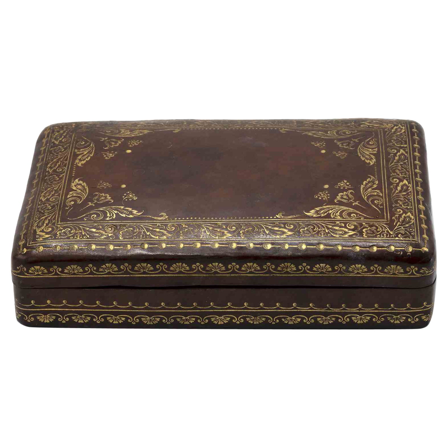 19th-Century Gilt-Tooled Leather Presentation Box, 19th-Century